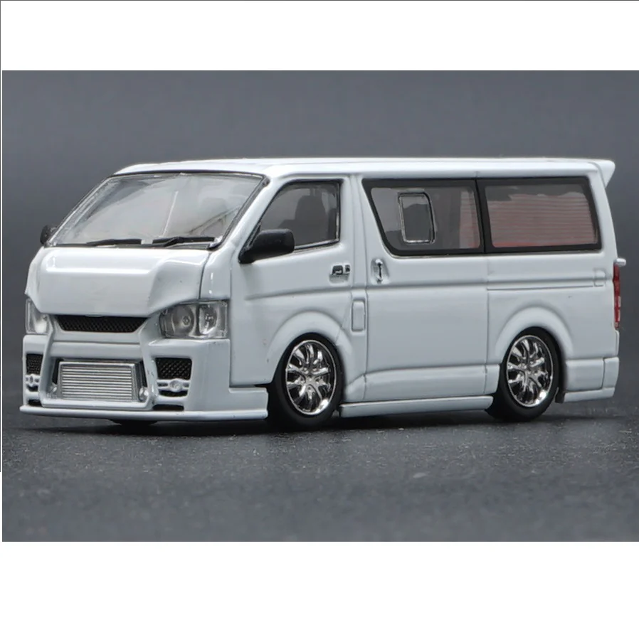BM CREATIONS JUNIOR 1/64 Toyota 2015 Hiace KDH200V WHITE RHD with Extra Wheels, Lowering Parts and Body Kit 64B0142 - Image 3
