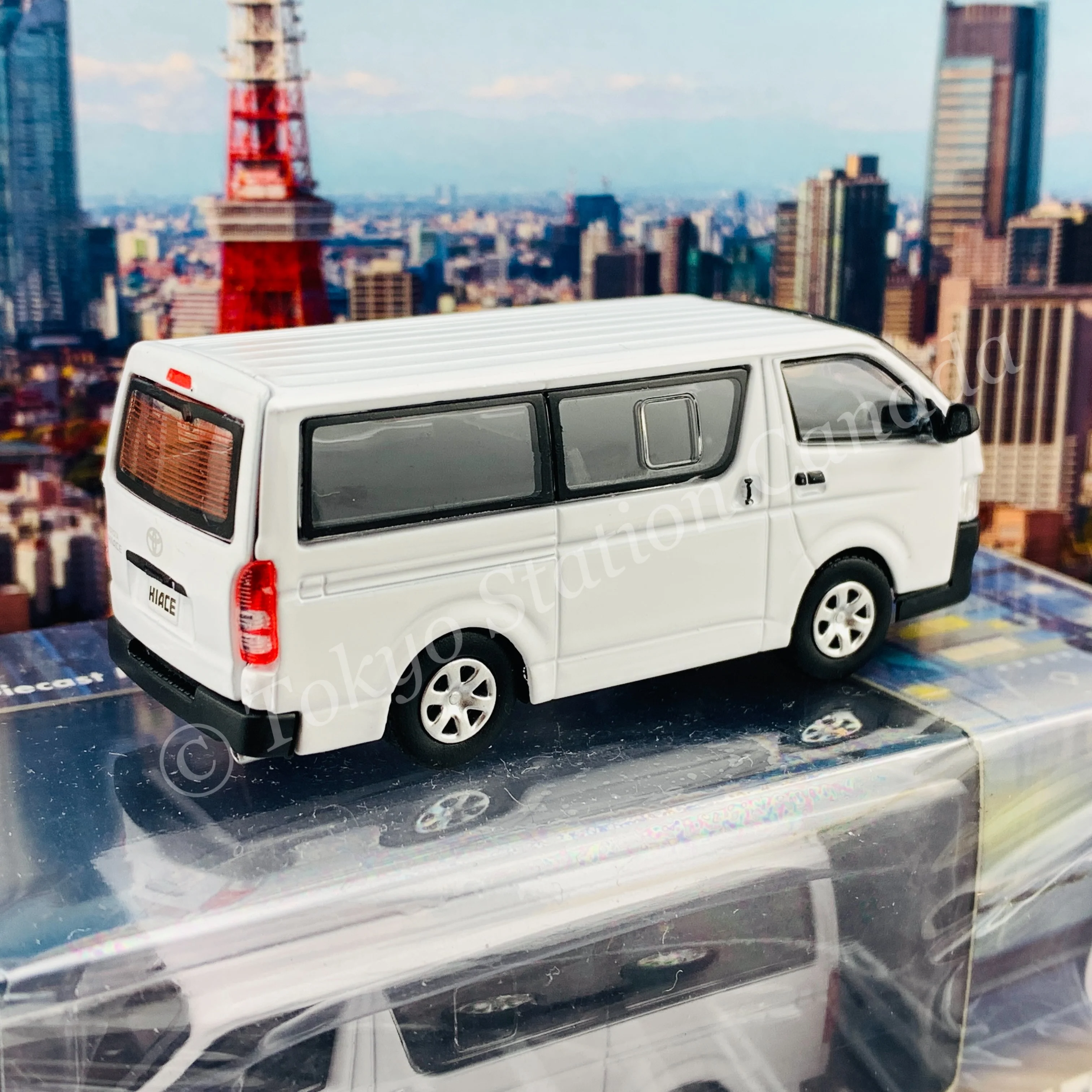 BM CREATIONS JUNIOR 1/64 Toyota 2015 Hiace KDH200V WHITE RHD with Extra Wheels, Lowering Parts and Body Kit 64B0142 - Image 6