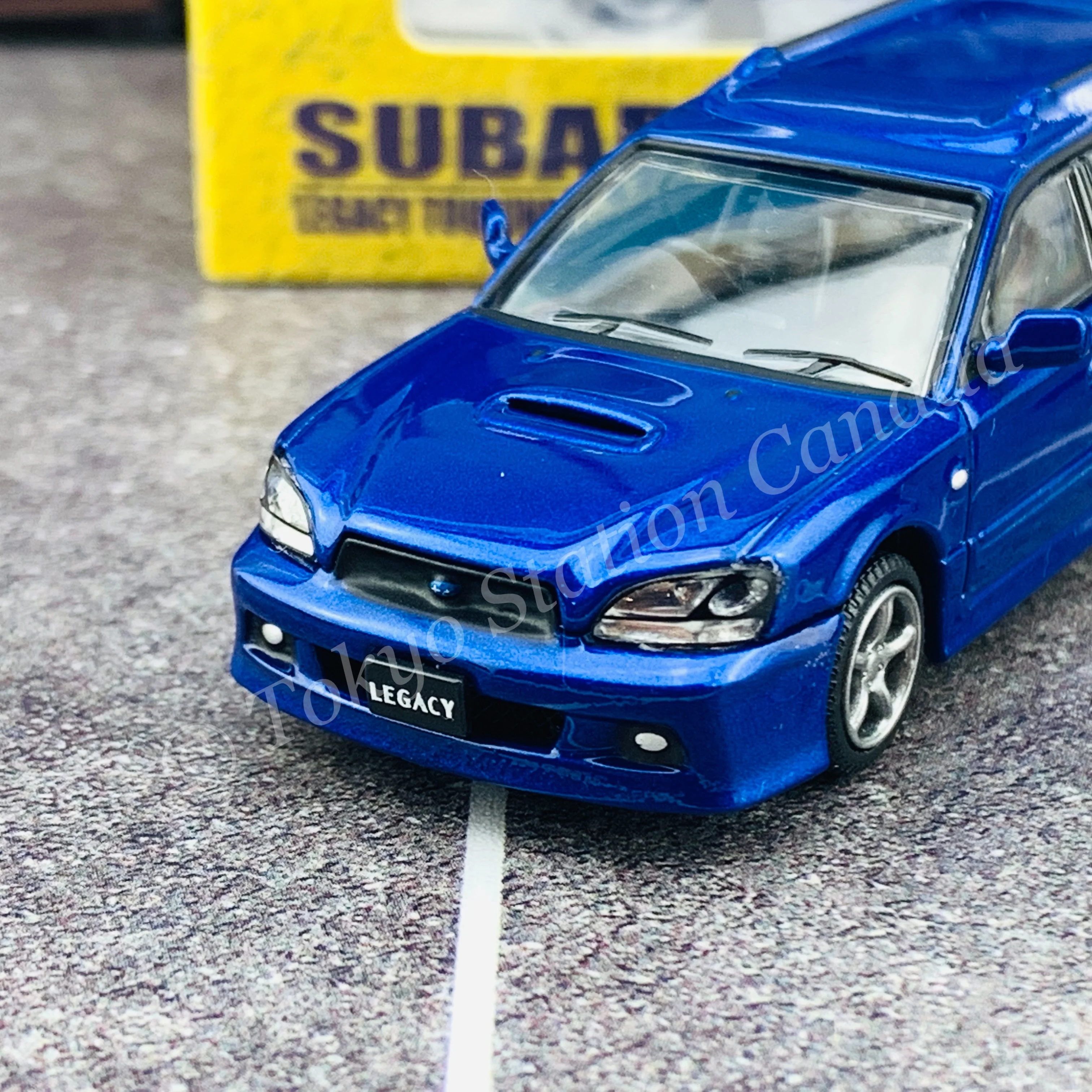 BM Creations JUNIOR 1/64 Subaru 2002 Legacy E-tune II BLUE RHD with Extra Wheels, Lowering Parts 64B0150 - Image 7