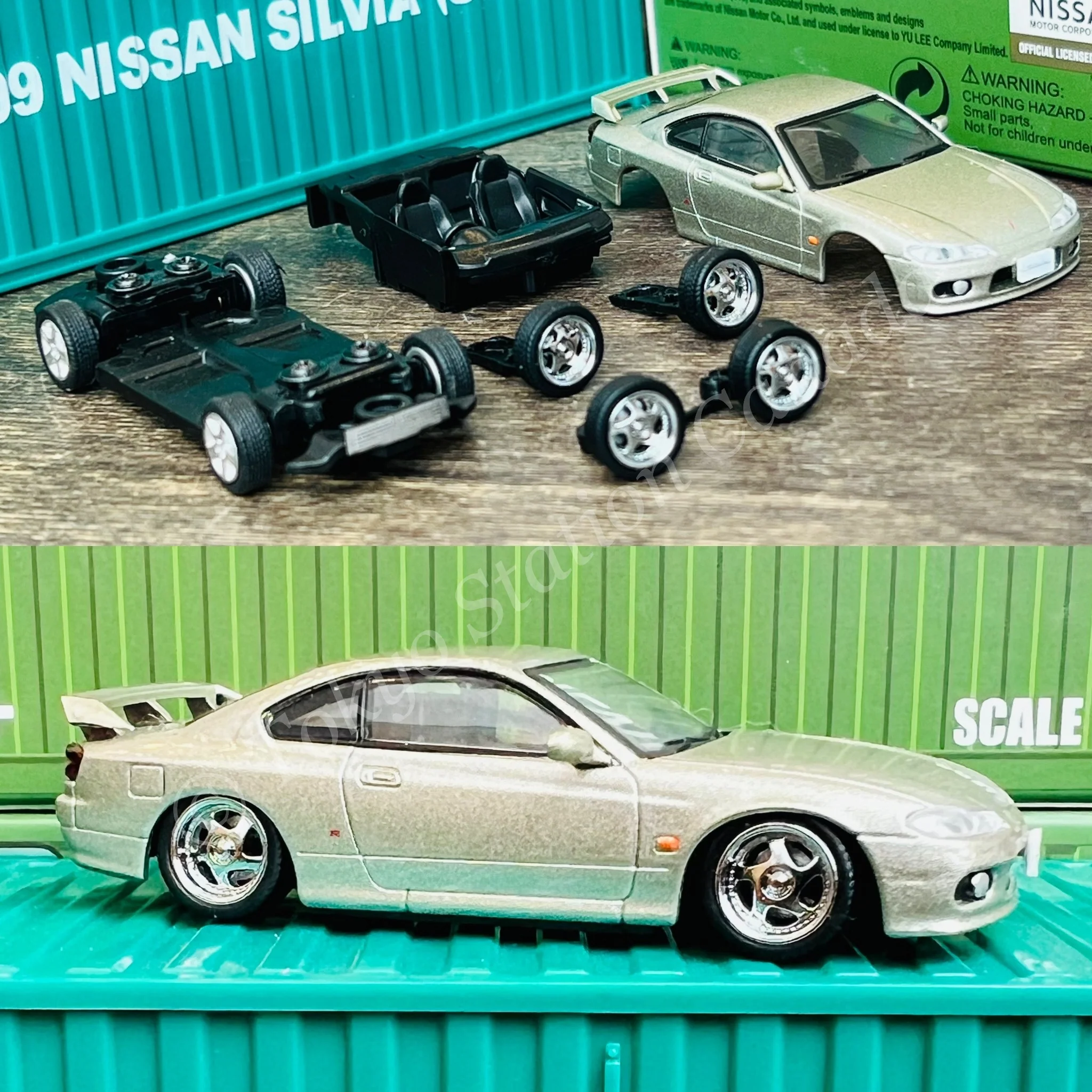 BM Creations x Diecast Master 1/64 Nissan Silvia S15 with Plastic Container SILVER RHD 64DM64011 - Image 2