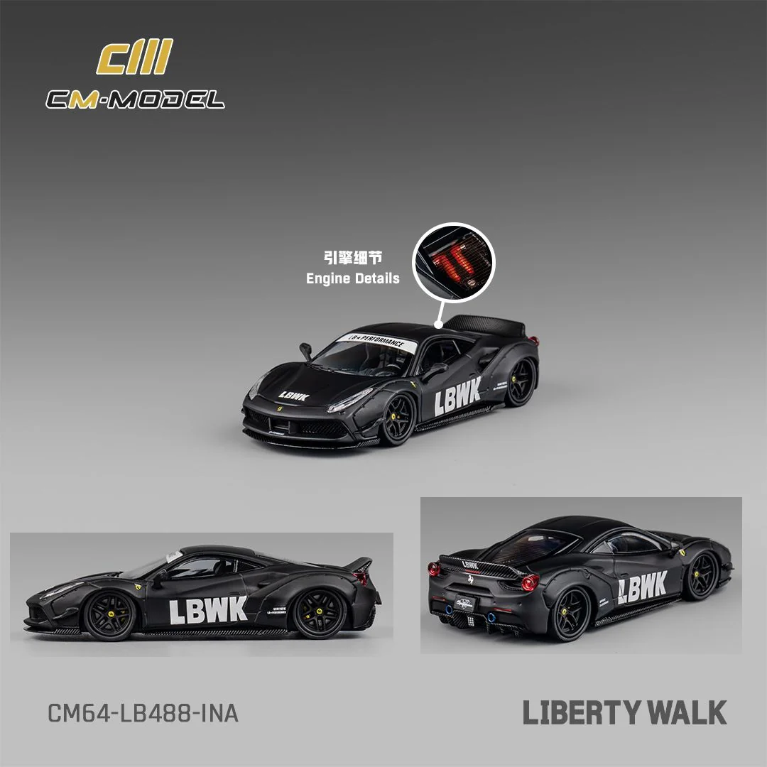 CM MODEL 1/64 LBWK F488 Matte Black (Indonesia Exclusive) CM64-LB488-INA