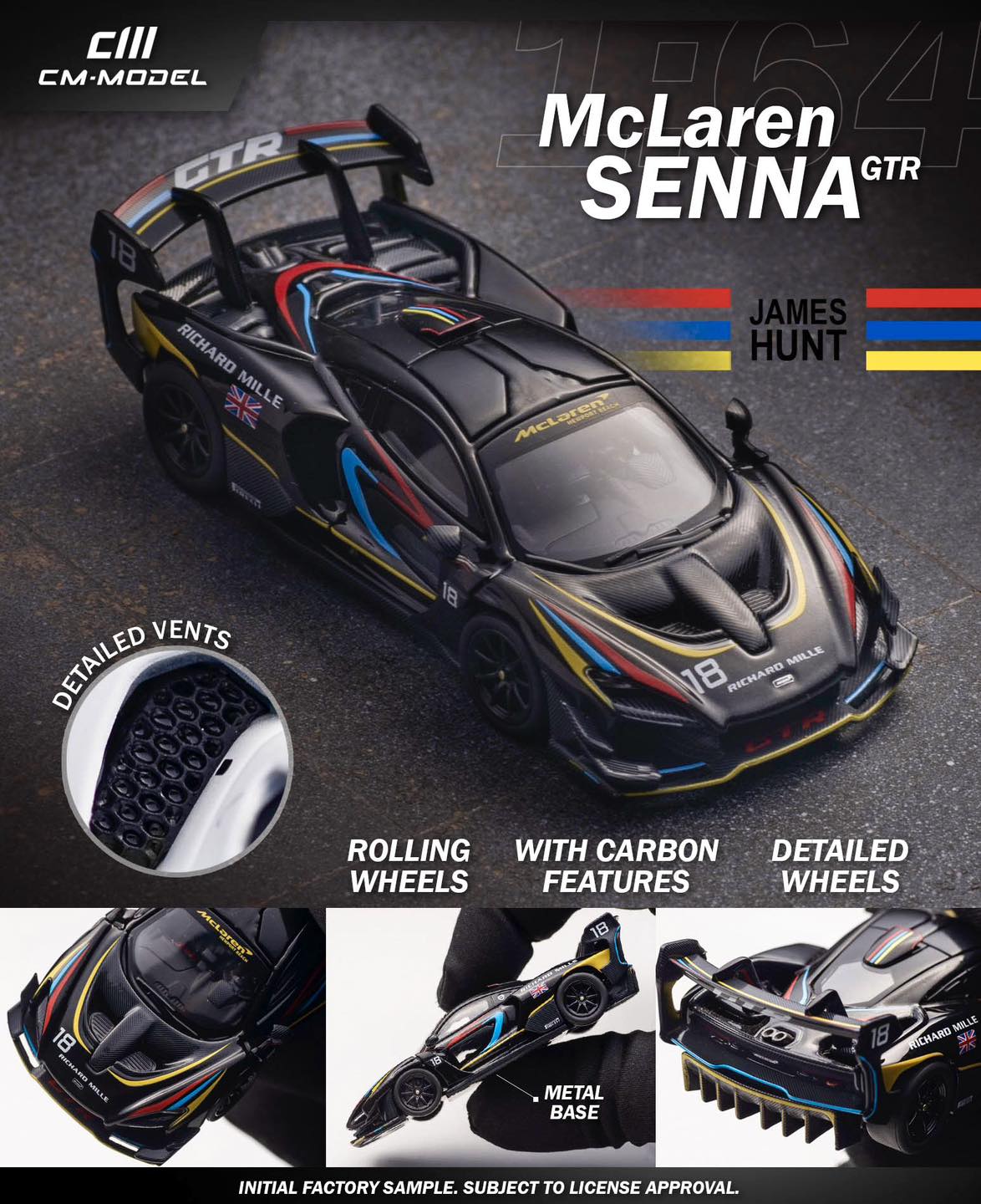 CM MODEL 1/64 McLaren Senna GTR - James Hunt HEC 2025 Exclusive Model CM64-SennaGTR-JH - Image 2