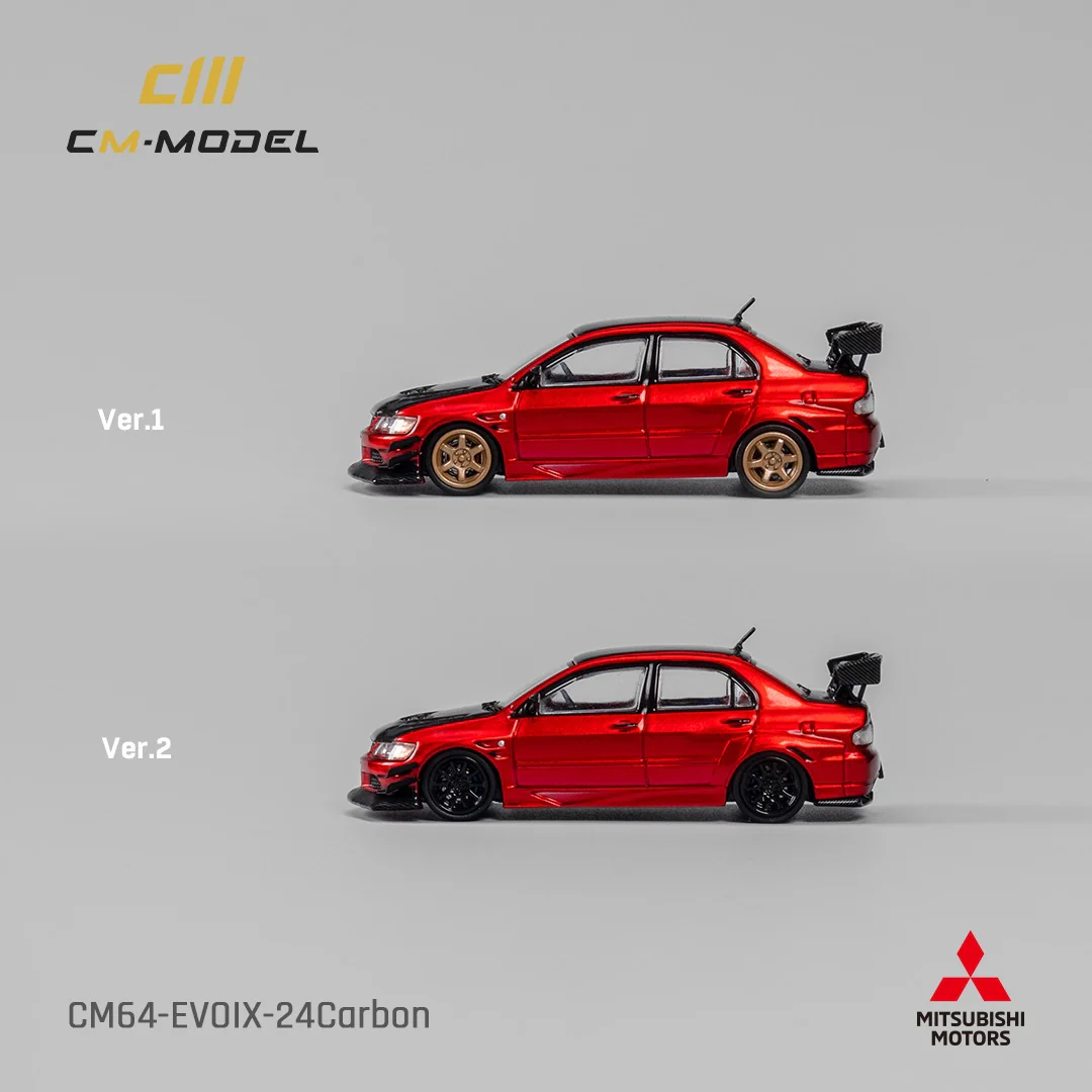 CM MODEL 1/64 Mitsubishi Lancer Evoix Metallic Red with Carbon Hood CM64-EVOIX-24CARBON - Image 2