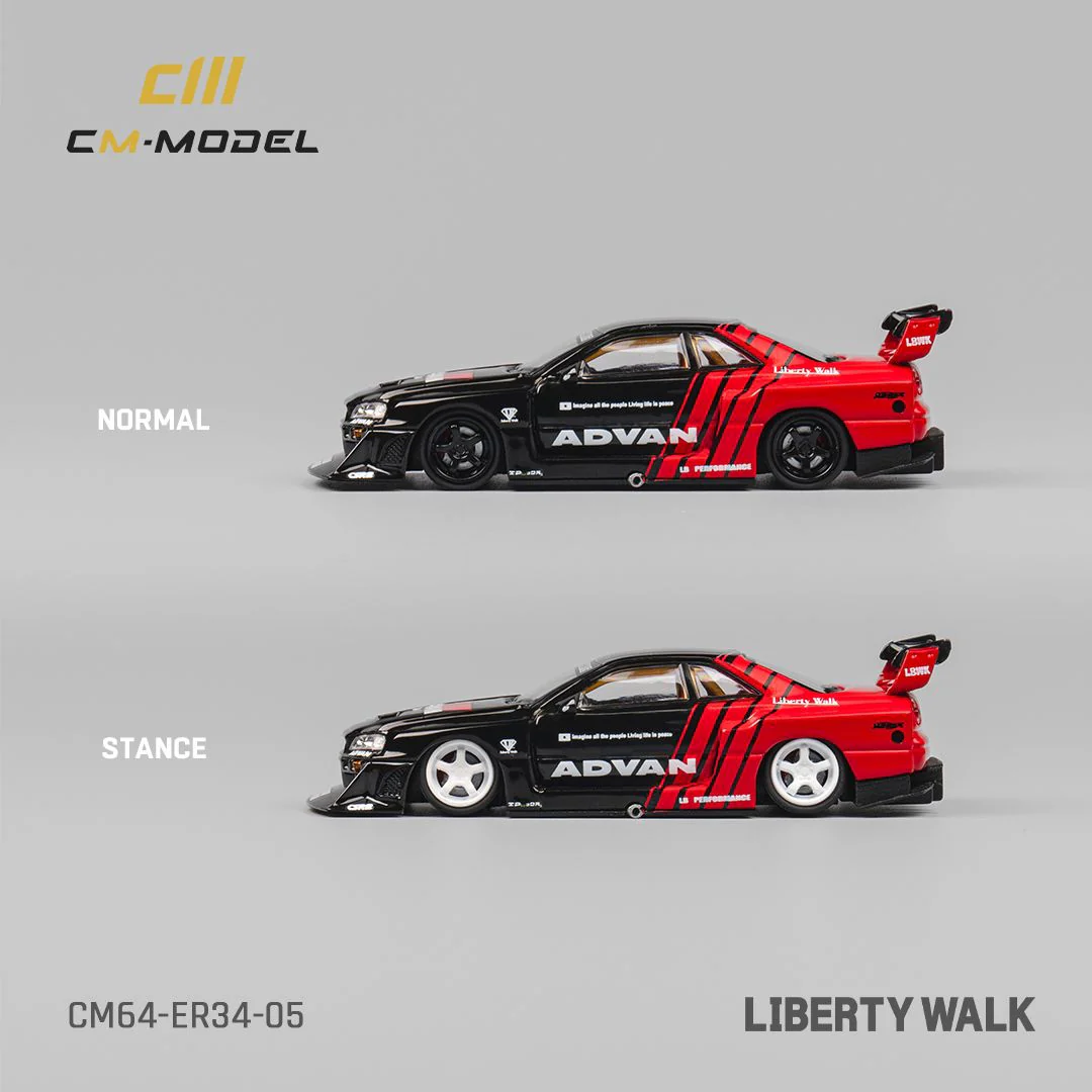 CM MODEL 1/64 Nissan LBWK ER34 Advan CM64-ER34-05 - Image 2