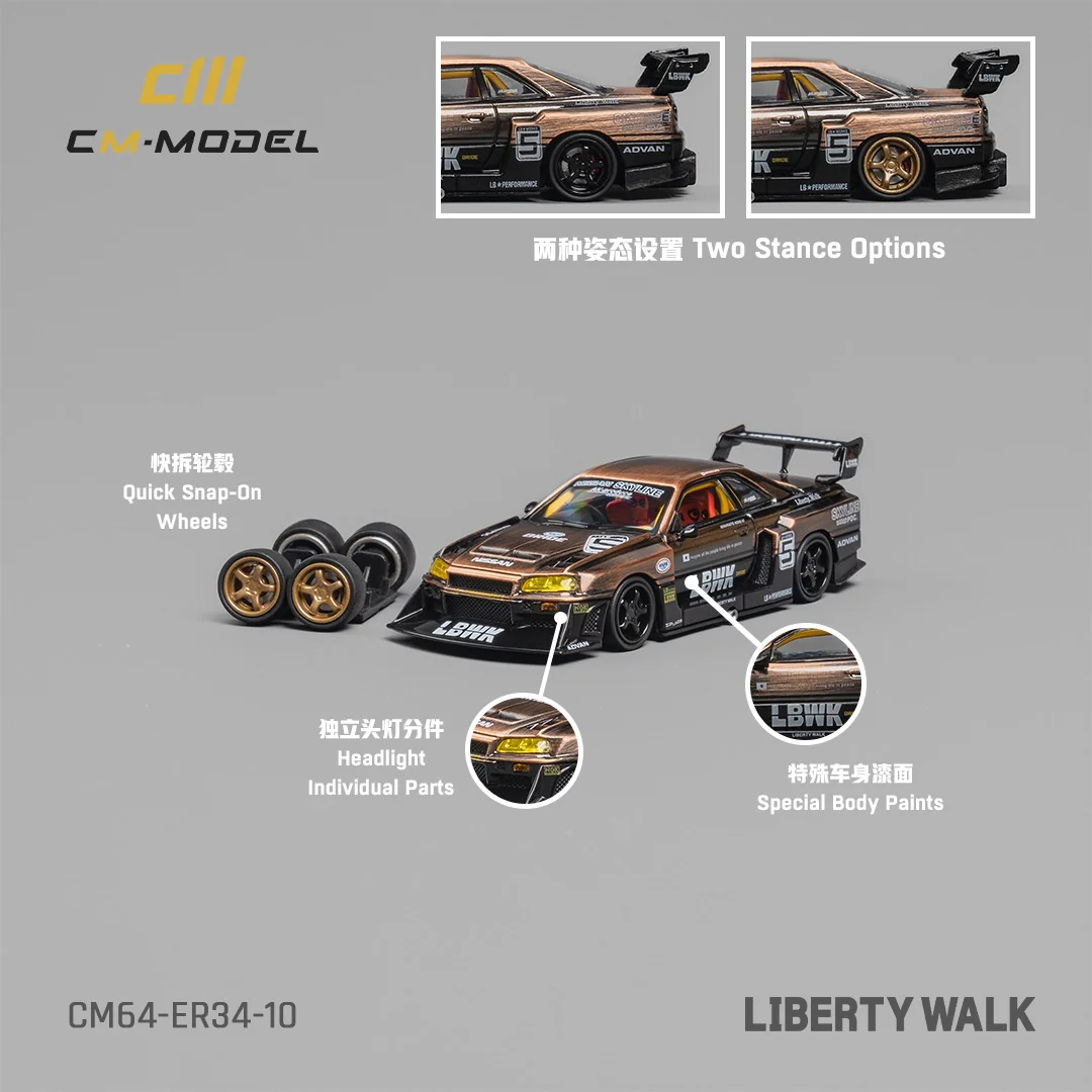 CM MODEL 1/64 Nissan LBWK ER34 NO.5 Bronze CM64-ER34-10 - Image 2