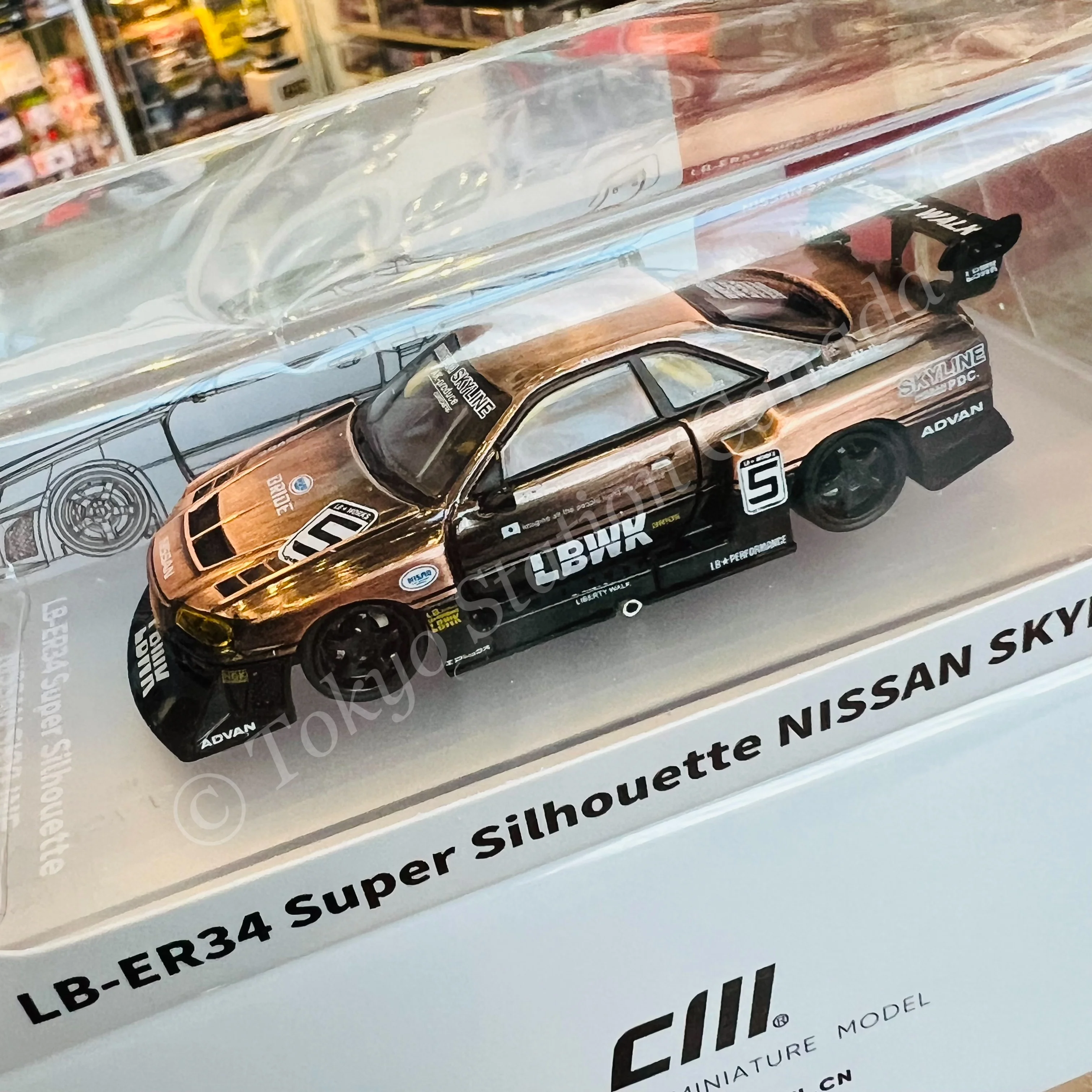 CM MODEL 1/64 Nissan LBWK ER34 NO.5 Bronze CM64-ER34-10 - Image 3
