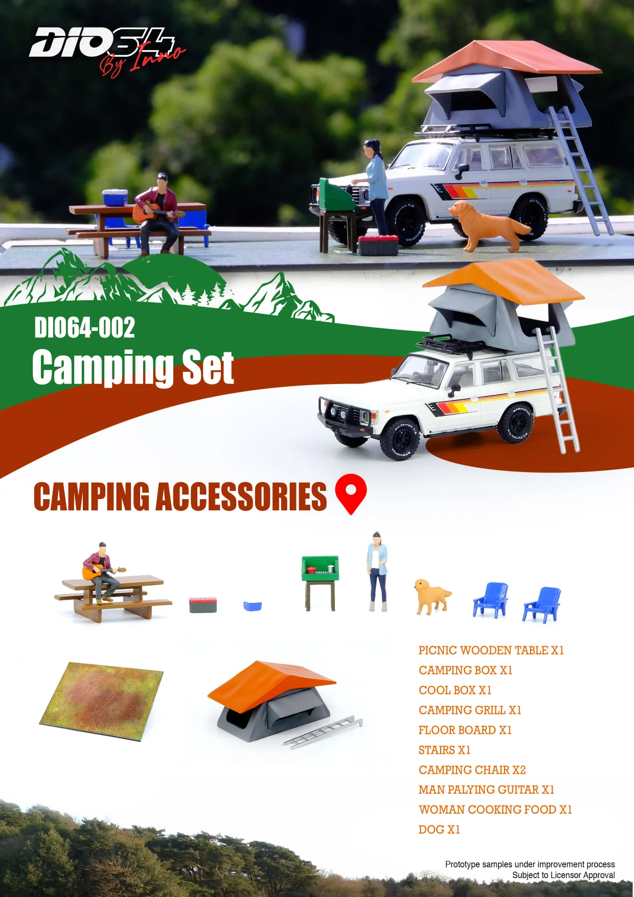 DIO64 by INNO 1/64 TOYOTA LAND CRUISER FJ60  Car Camping  Diorama with Figures DIO64-002 - Image 4