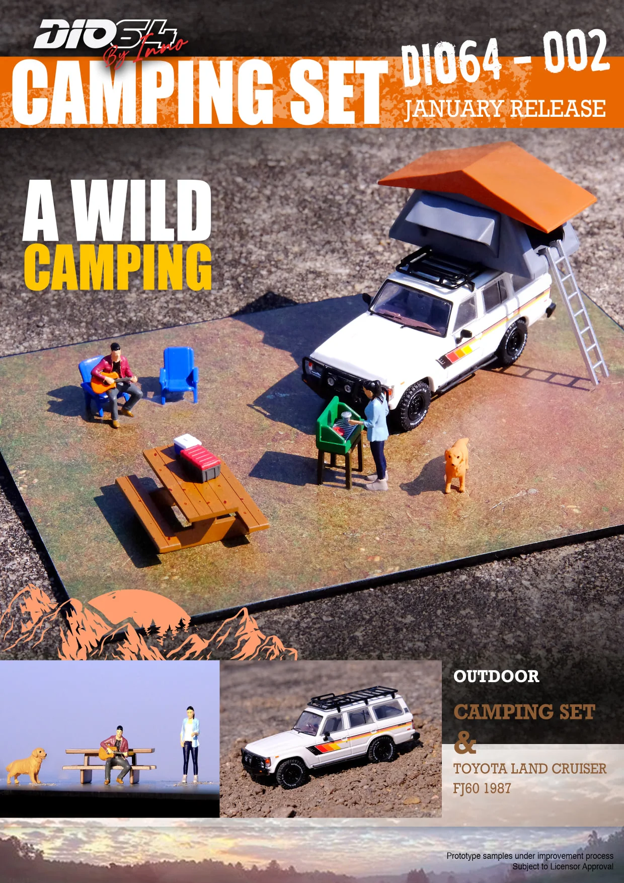 DIO64 by INNO 1/64 TOYOTA LAND CRUISER FJ60  Car Camping  Diorama with Figures DIO64-002 - Image 5
