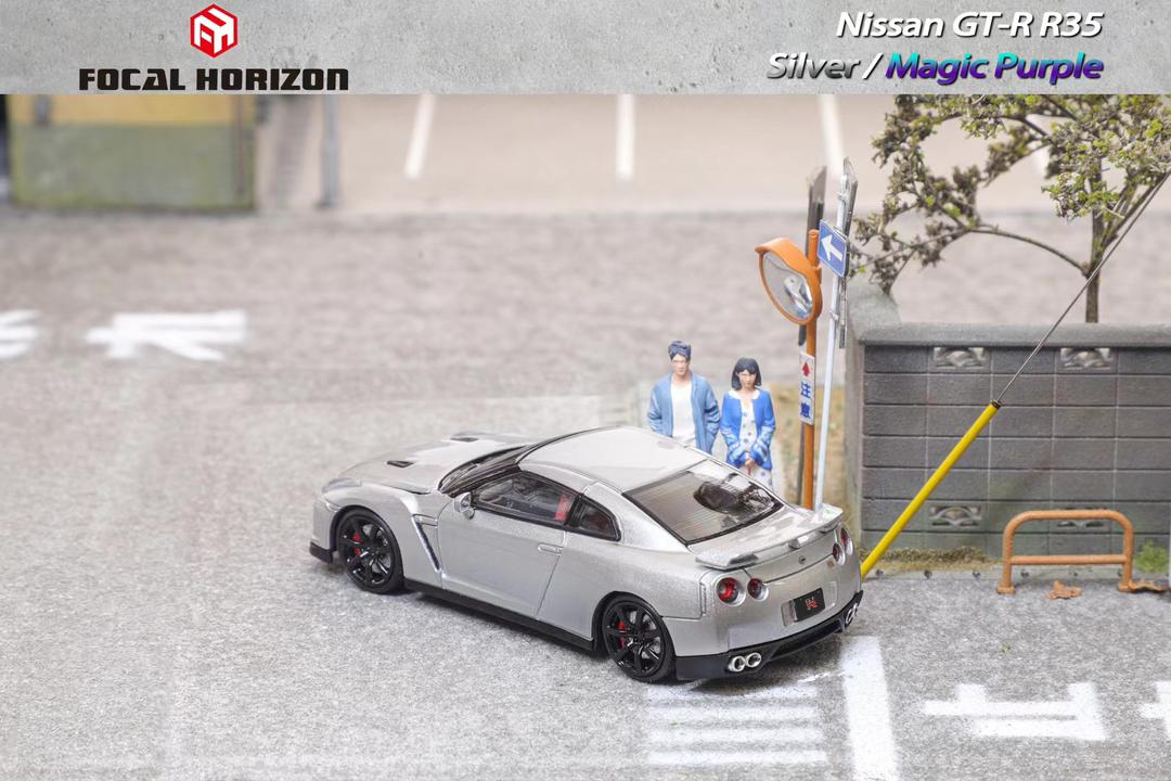 FOCAL HORIZON 1/64 GT-R R35 with Open Hood - Silver - Image 3