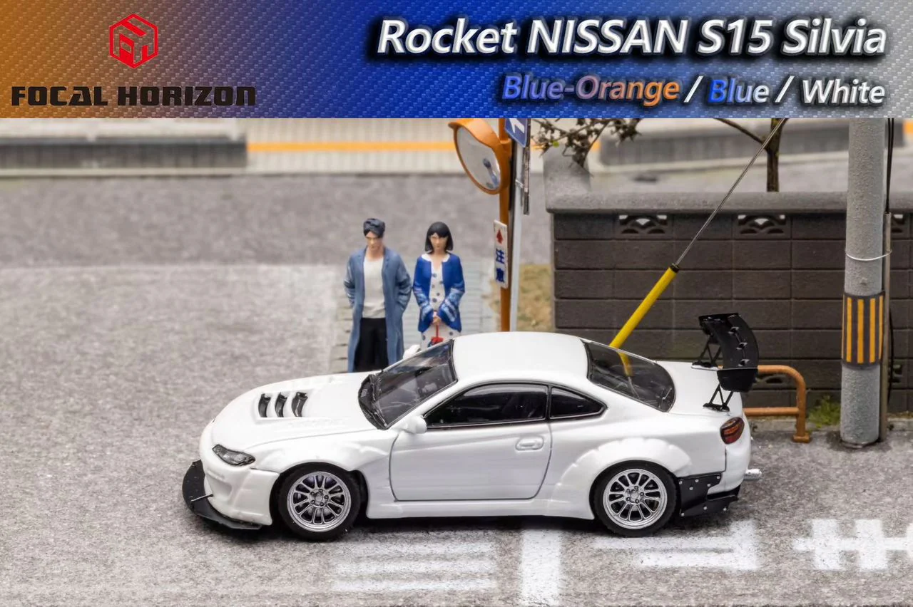 FOCAL HORIZON 1/64 Silvia S15 Pandem Rocket Bunny High Wing - WHITE - Image 2