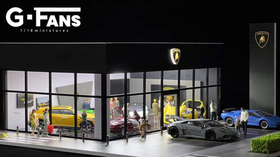 G-FANS 1/64 Diorama with LED Light Lamborghini Showroom 710034 - Image 3