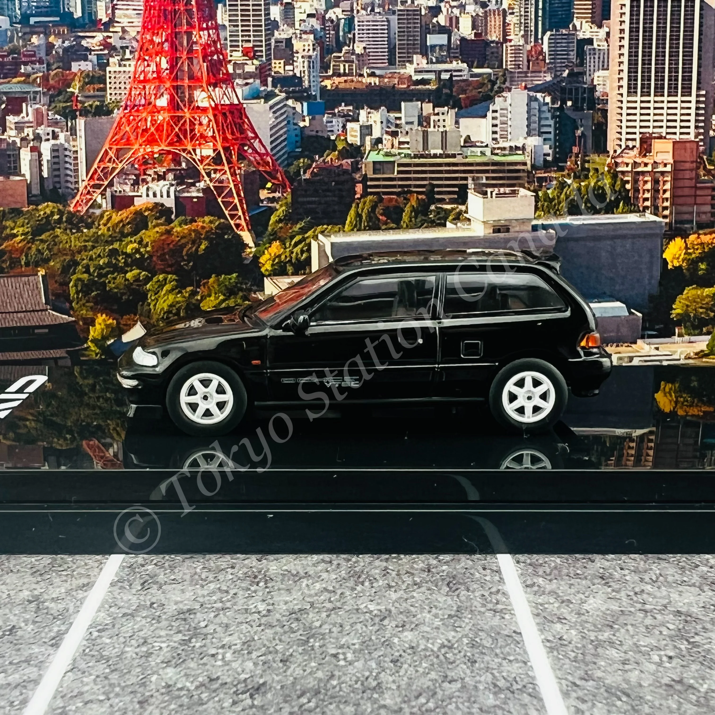 HOBBY JAPAN 1/64 Honda CIVIC (EF9) SiR Ⅱ Customized Version Black HJ641031CBK - Image 2