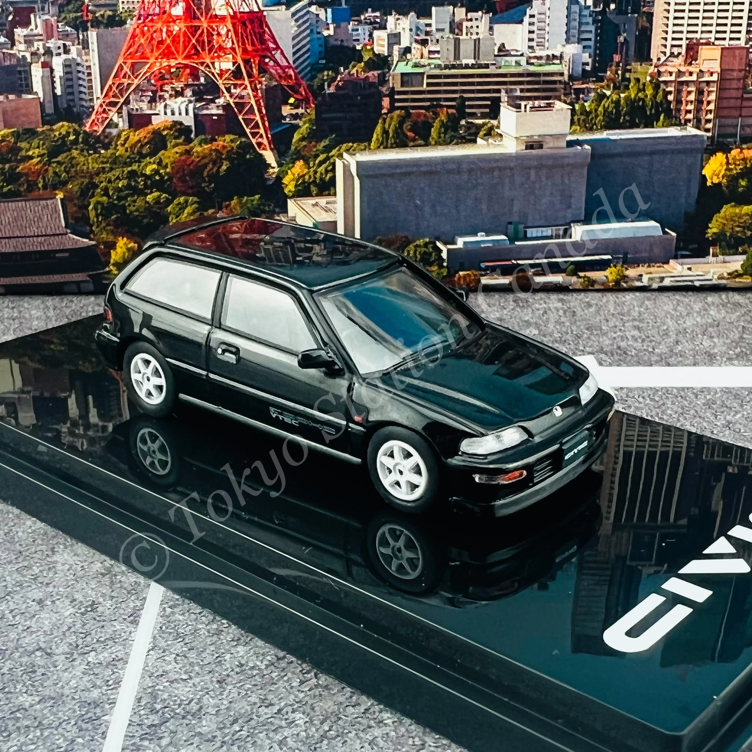 HOBBY JAPAN 1/64 Honda CIVIC (EF9) SiR Ⅱ Customized Version Black HJ641031CBK - Image 4