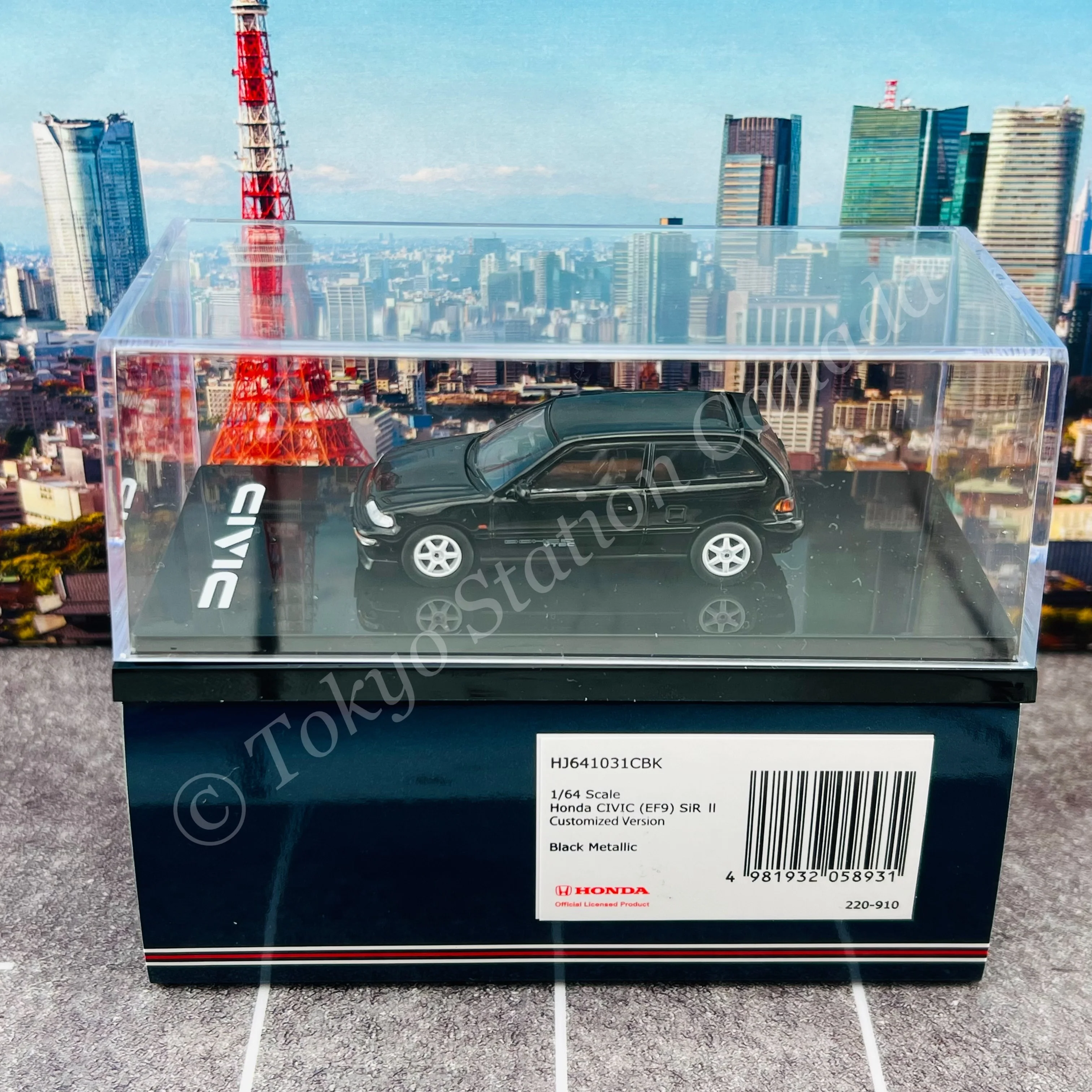 HOBBY JAPAN 1/64 Honda CIVIC (EF9) SiR Ⅱ Customized Version Black HJ641031CBK - Image 5
