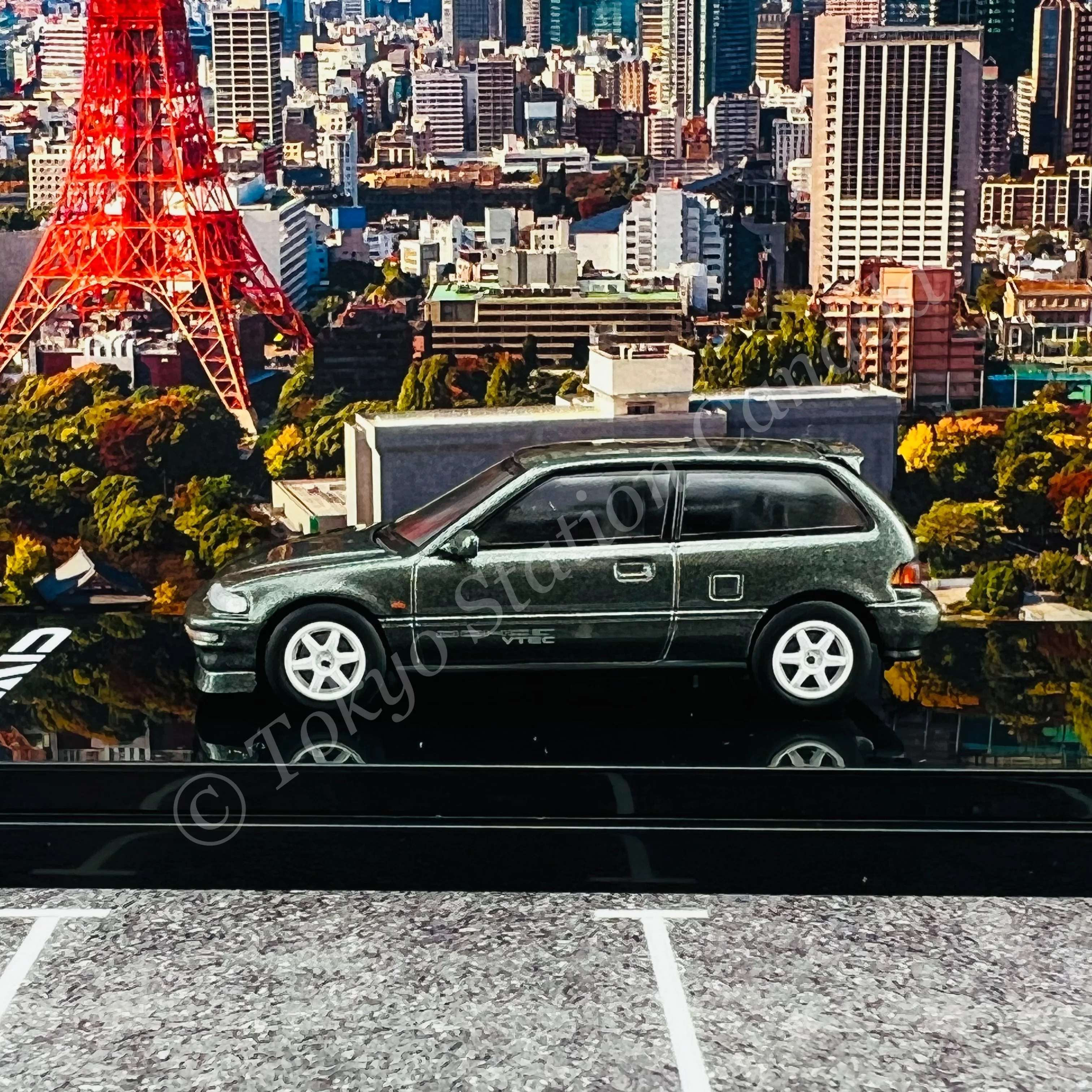 HOBBY JAPAN 1/64 Honda CIVIC (EF9) SiR Ⅱ Customized Version Gray Metallic HJ641031CGM - Image 2