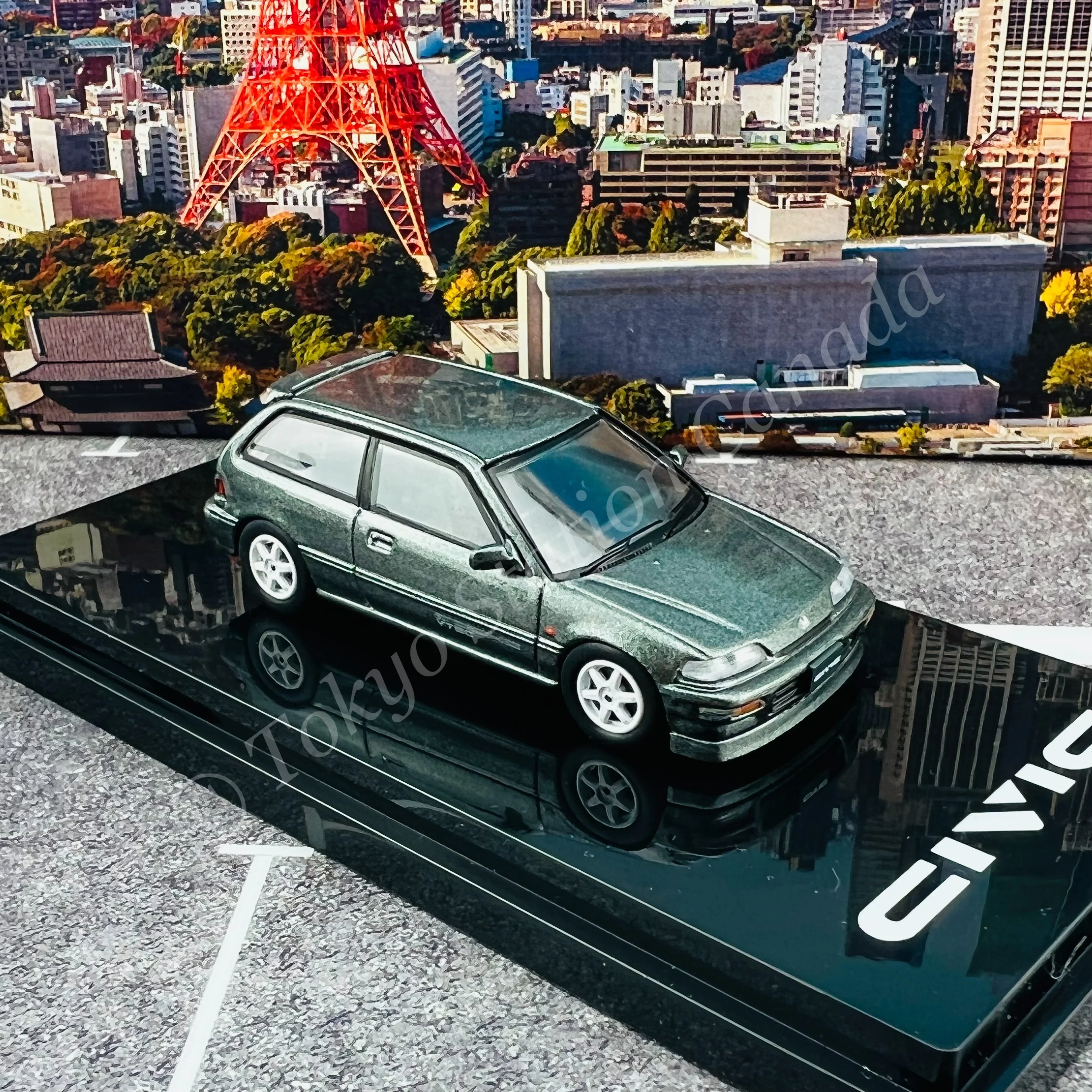 HOBBY JAPAN 1/64 Honda CIVIC (EF9) SiR Ⅱ Customized Version Gray Metallic HJ641031CGM - Image 4