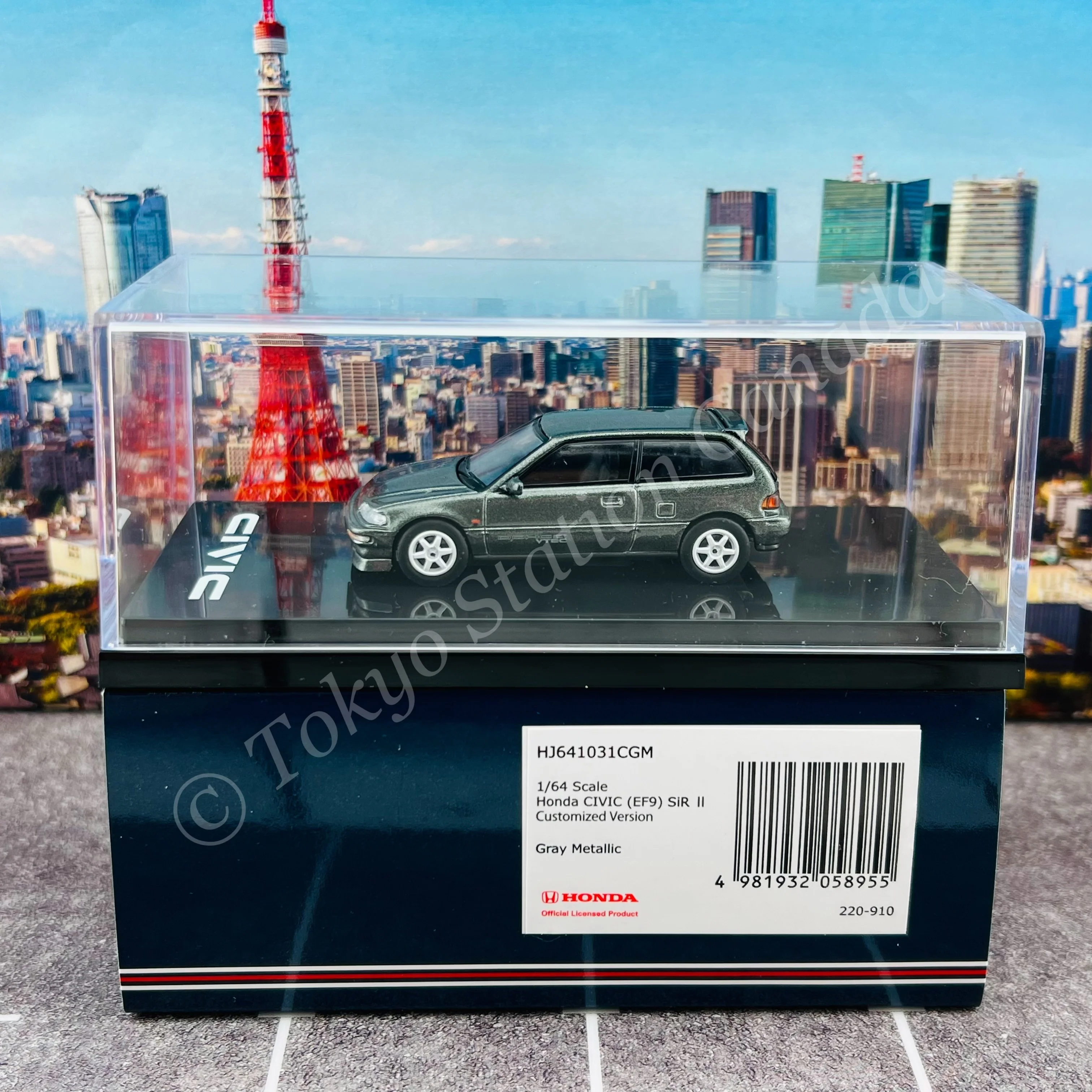 HOBBY JAPAN 1/64 Honda CIVIC (EF9) SiR Ⅱ Customized Version Gray Metallic HJ641031CGM - Image 5