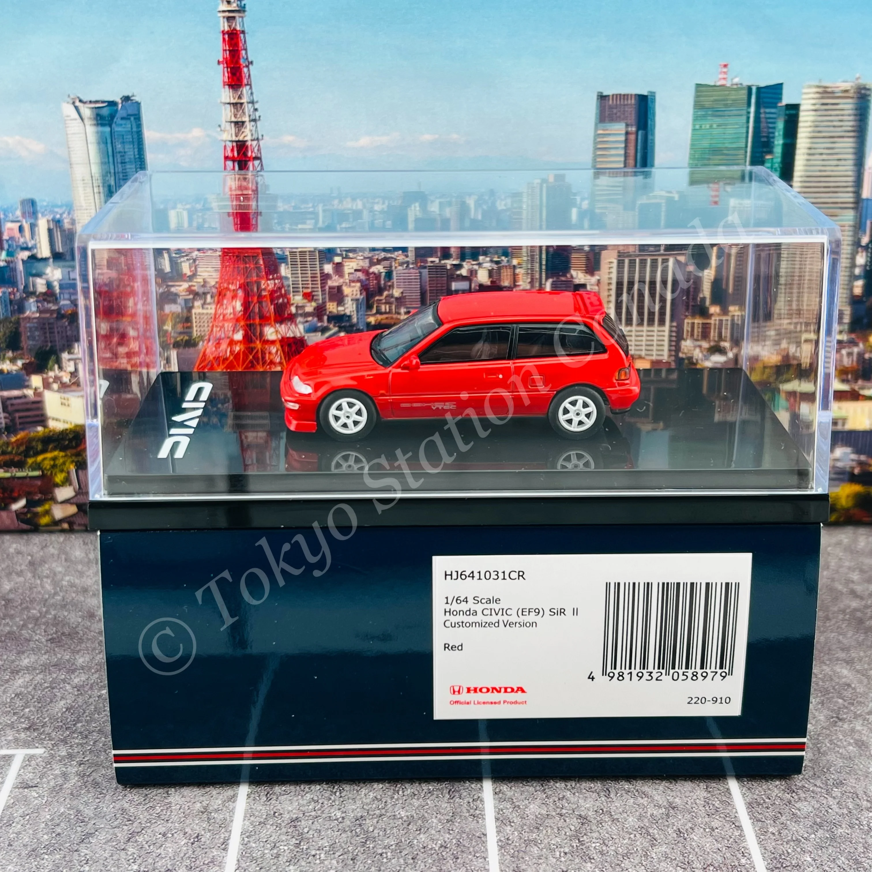 HOBBY JAPAN 1/64 Honda CIVIC (EF9) SiR Ⅱ Customized Version Red HJ641031CR - Image 5