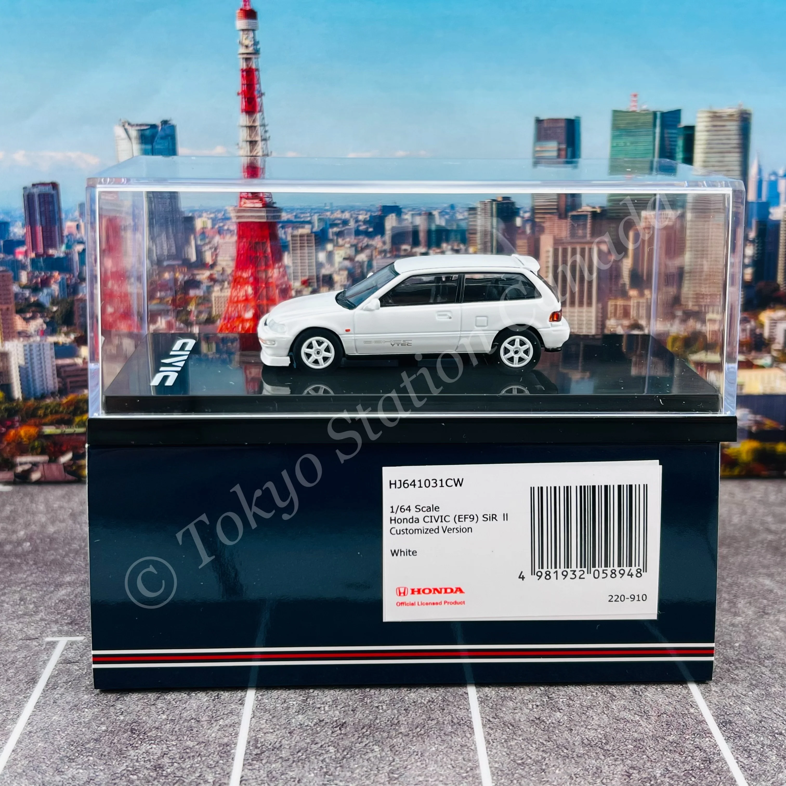 HOBBY JAPAN 1/64 Honda CIVIC (EF9) SiR Ⅱ Customized Version White HJ641031CW - Image 5