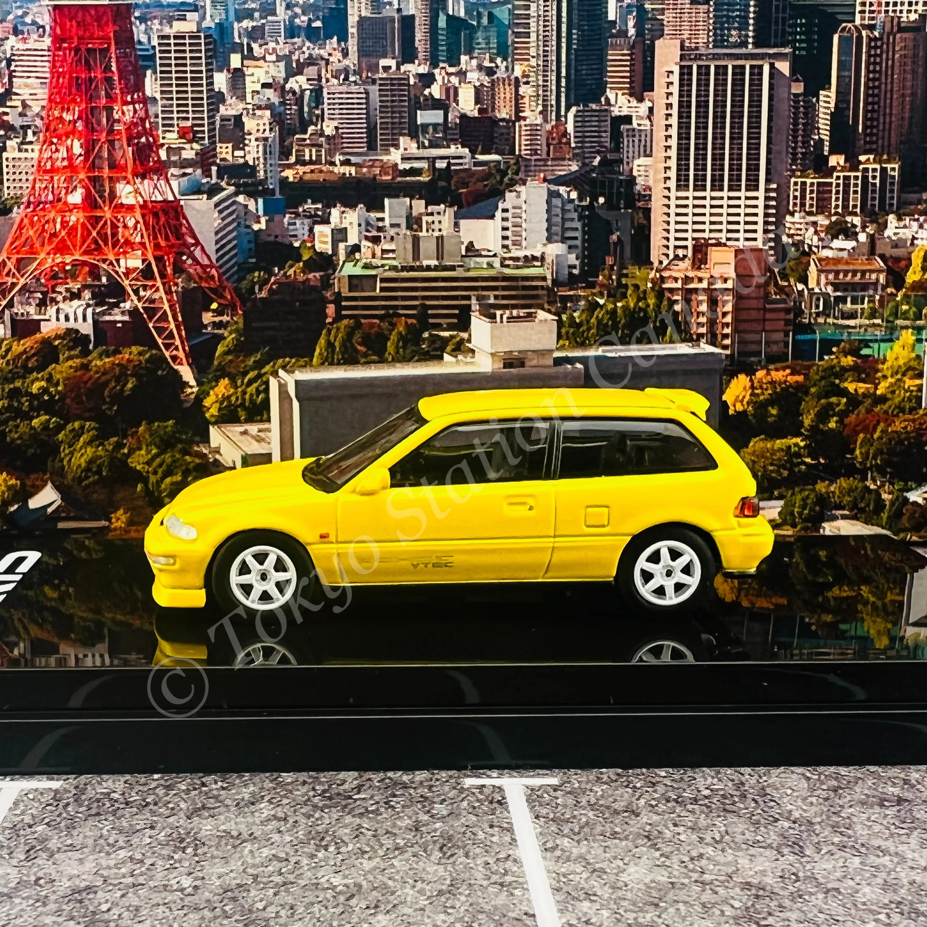 HOBBY JAPAN 1/64 Honda CIVIC (EF9) SiR Ⅱ Customized Version Yellow HJ641031CY - Image 2