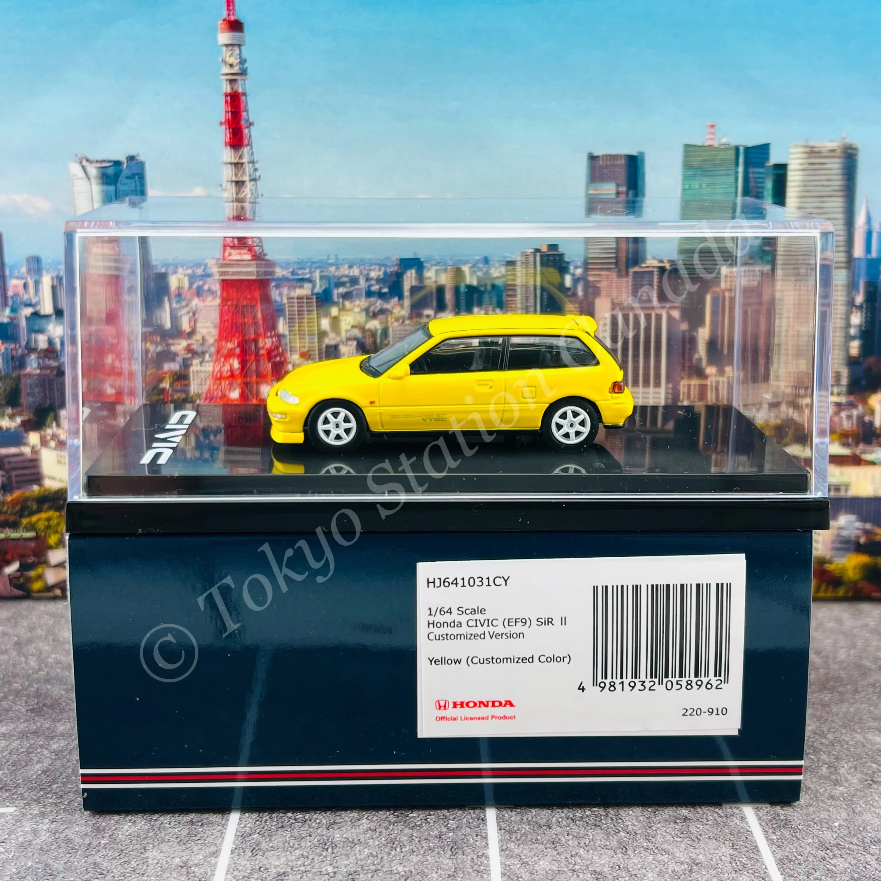 HOBBY JAPAN 1/64 Honda CIVIC (EF9) SiR Ⅱ Customized Version Yellow HJ641031CY - Image 5