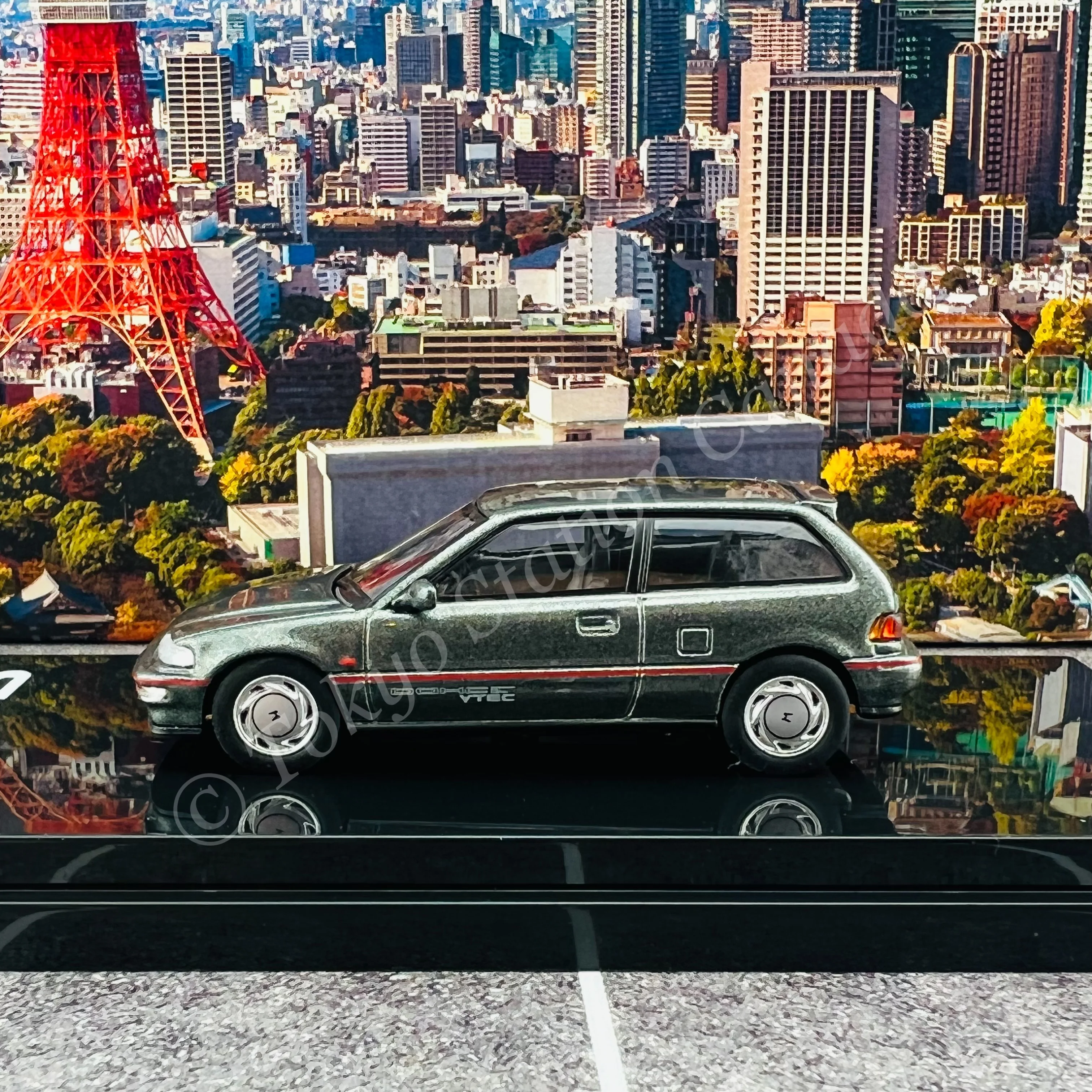 HOBBY JAPAN 1/64 Honda CIVIC (EF9) SiR Ⅱ Gray Metallic HJ641031AGM - Image 2