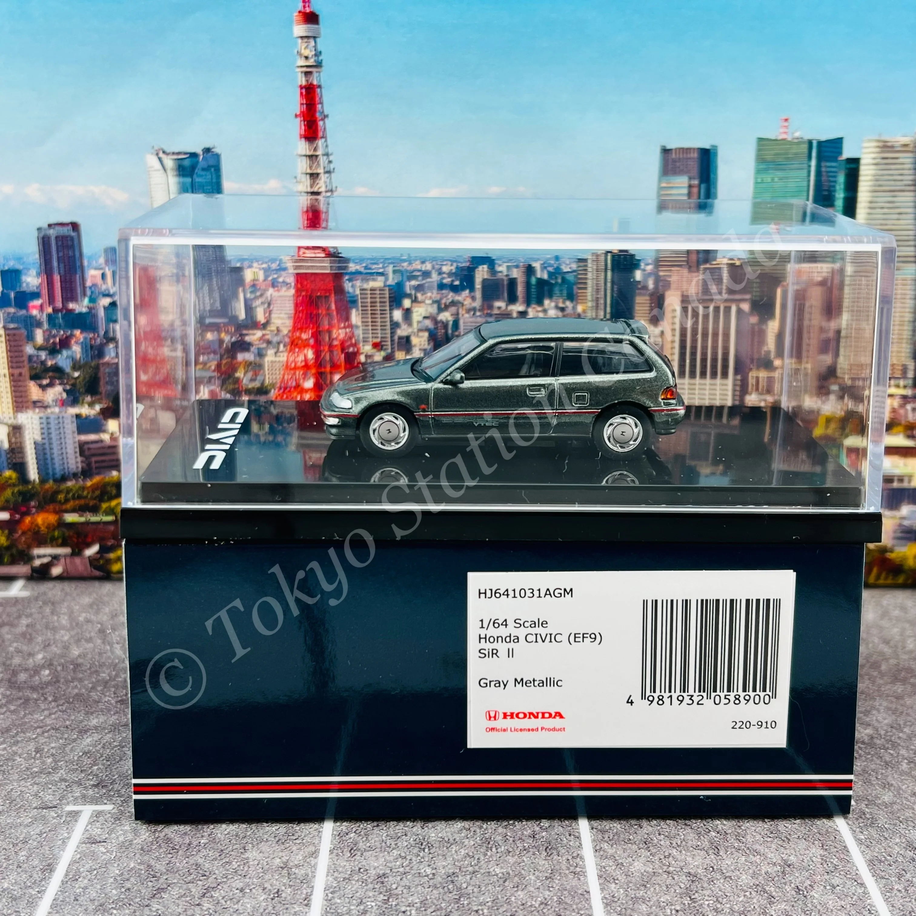HOBBY JAPAN 1/64 Honda CIVIC (EF9) SiR Ⅱ Gray Metallic HJ641031AGM - Image 5