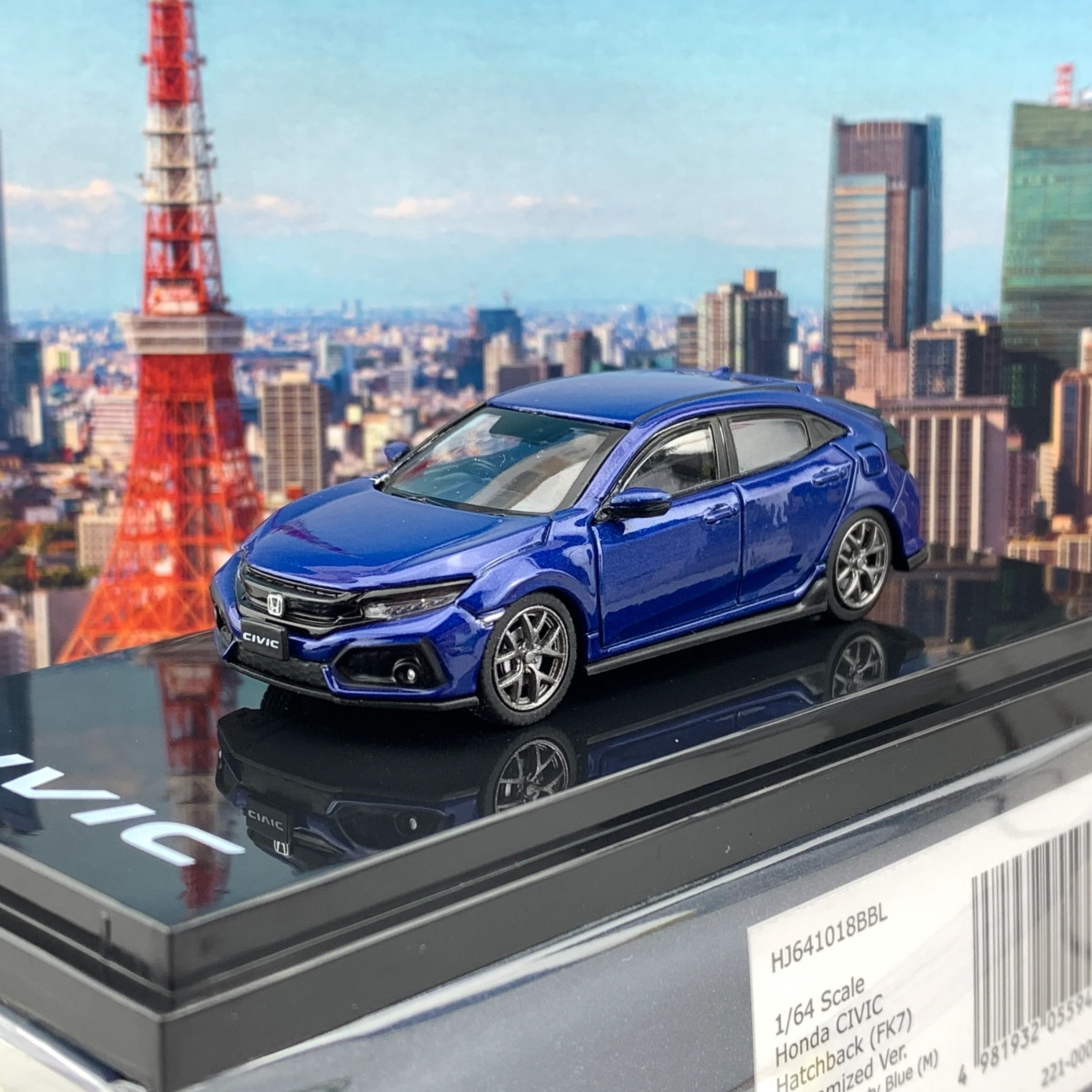 HOBBY JAPAN 1/64 Honda CIVIC Hatchback FK7 Blue Metallic Customized Version HJ641018BBL - Image 2