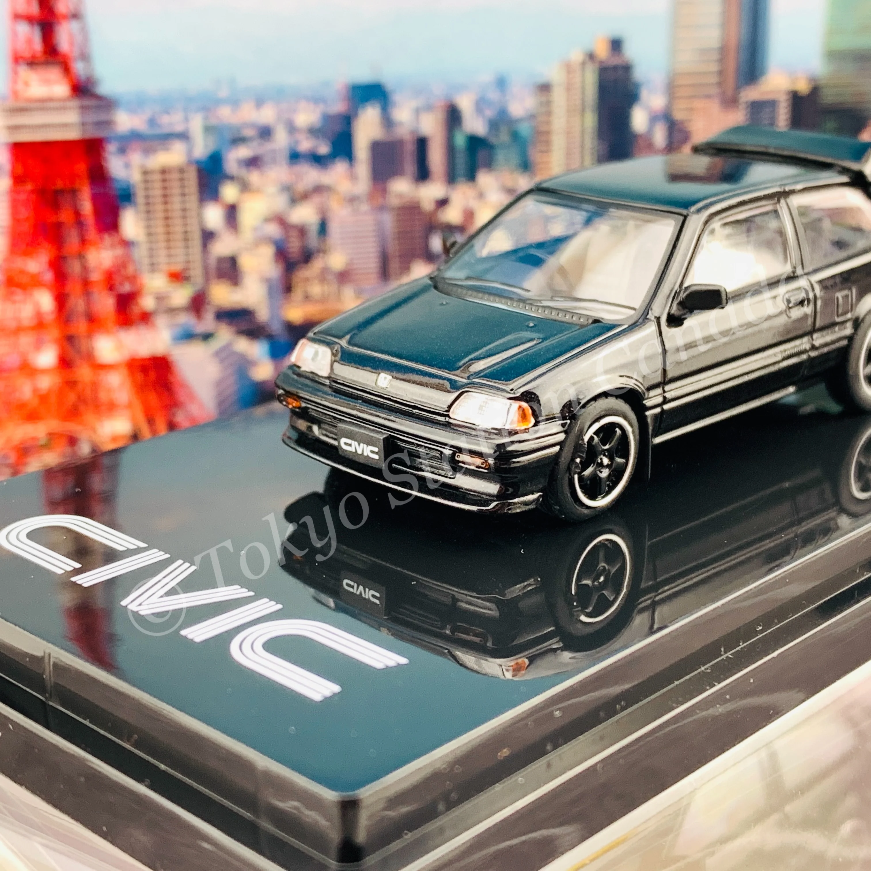 HOBBY JAPAN 1/64 Honda CIVIC Si (AT) 1984 Customized Version Black HJ641029CBK - Image 2