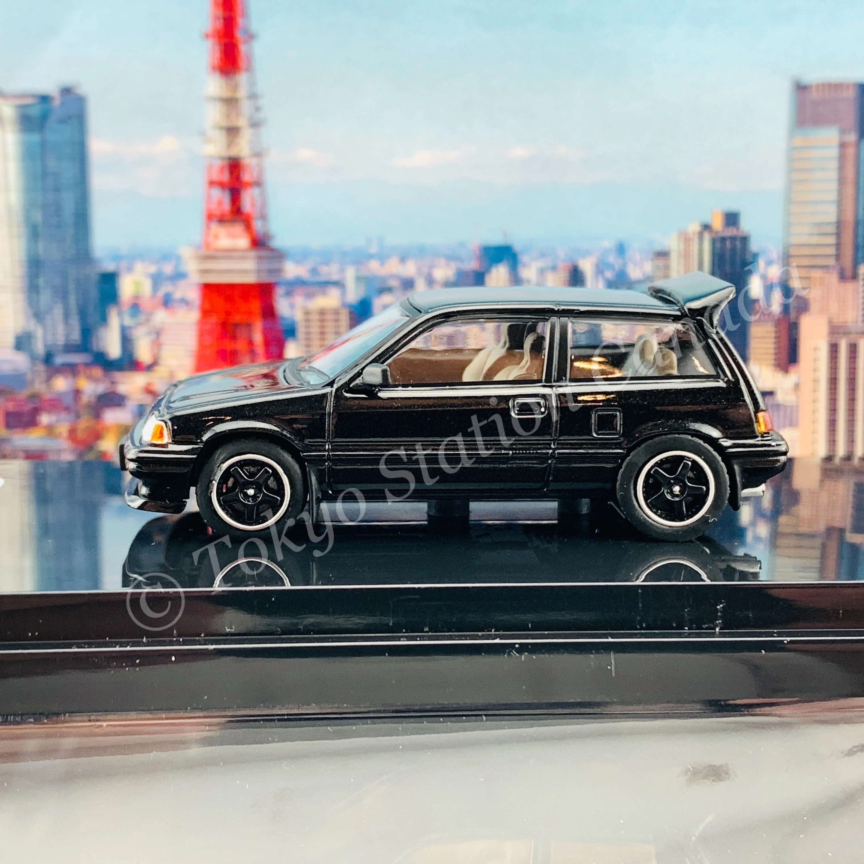 HOBBY JAPAN 1/64 Honda CIVIC Si (AT) 1984 Customized Version Black HJ641029CBK - Image 3