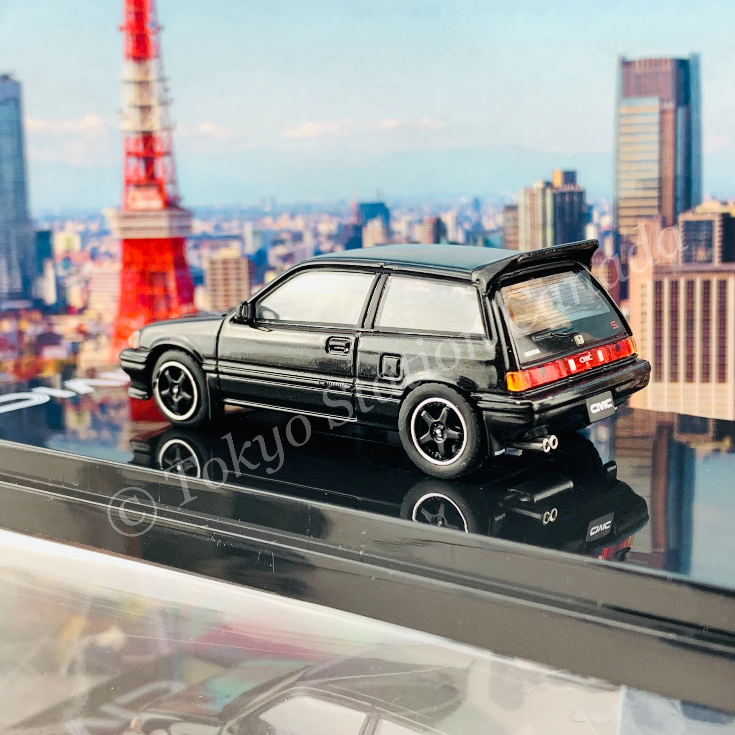 HOBBY JAPAN 1/64 Honda CIVIC Si (AT) 1984 Customized Version Black HJ641029CBK - Image 4