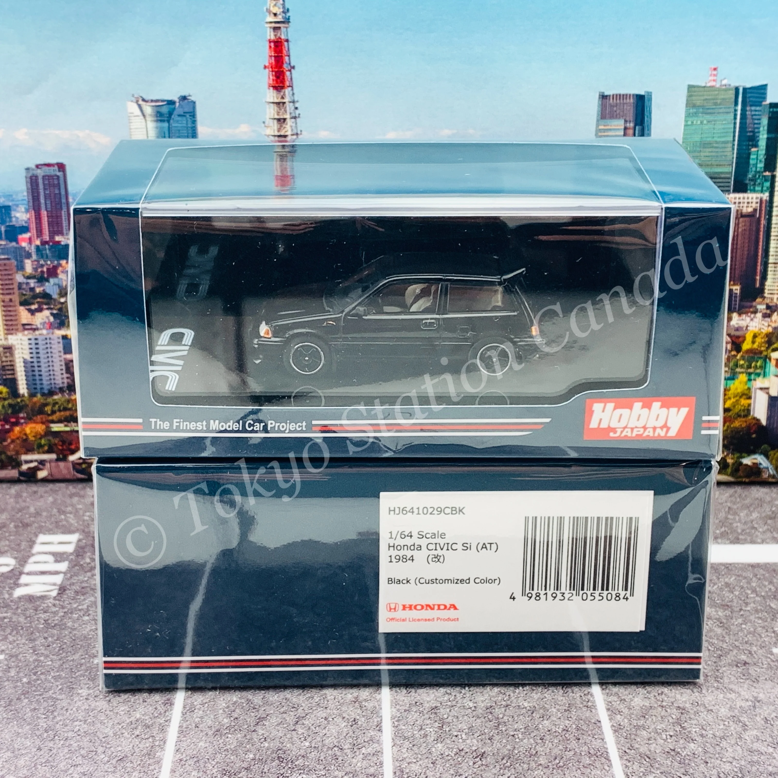 HOBBY JAPAN 1/64 Honda CIVIC Si (AT) 1984 Customized Version Black HJ641029CBK - Image 5