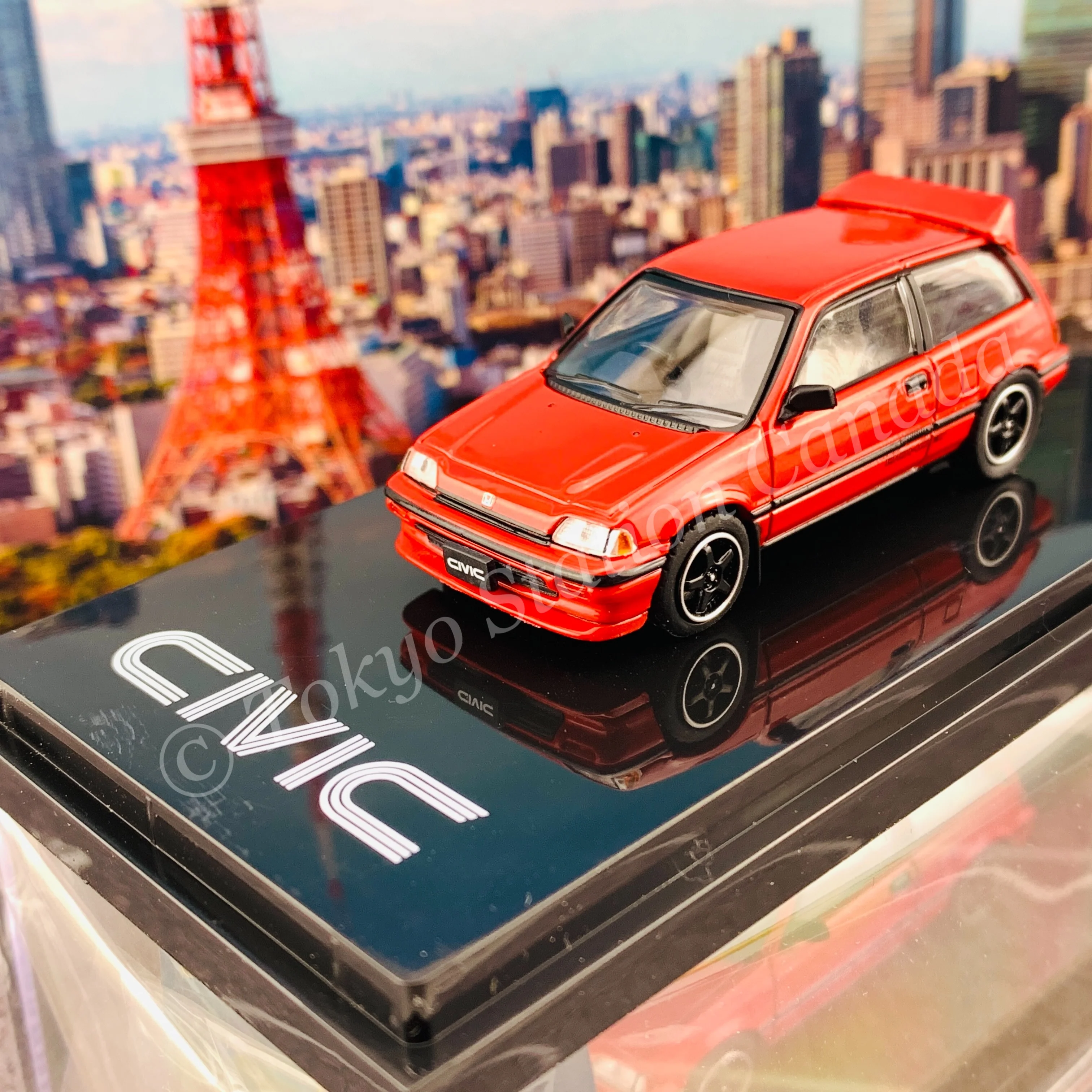 HOBBY JAPAN 1/64 Honda CIVIC Si (AT) 1984 Customized Version Red HJ641029CR - Image 2