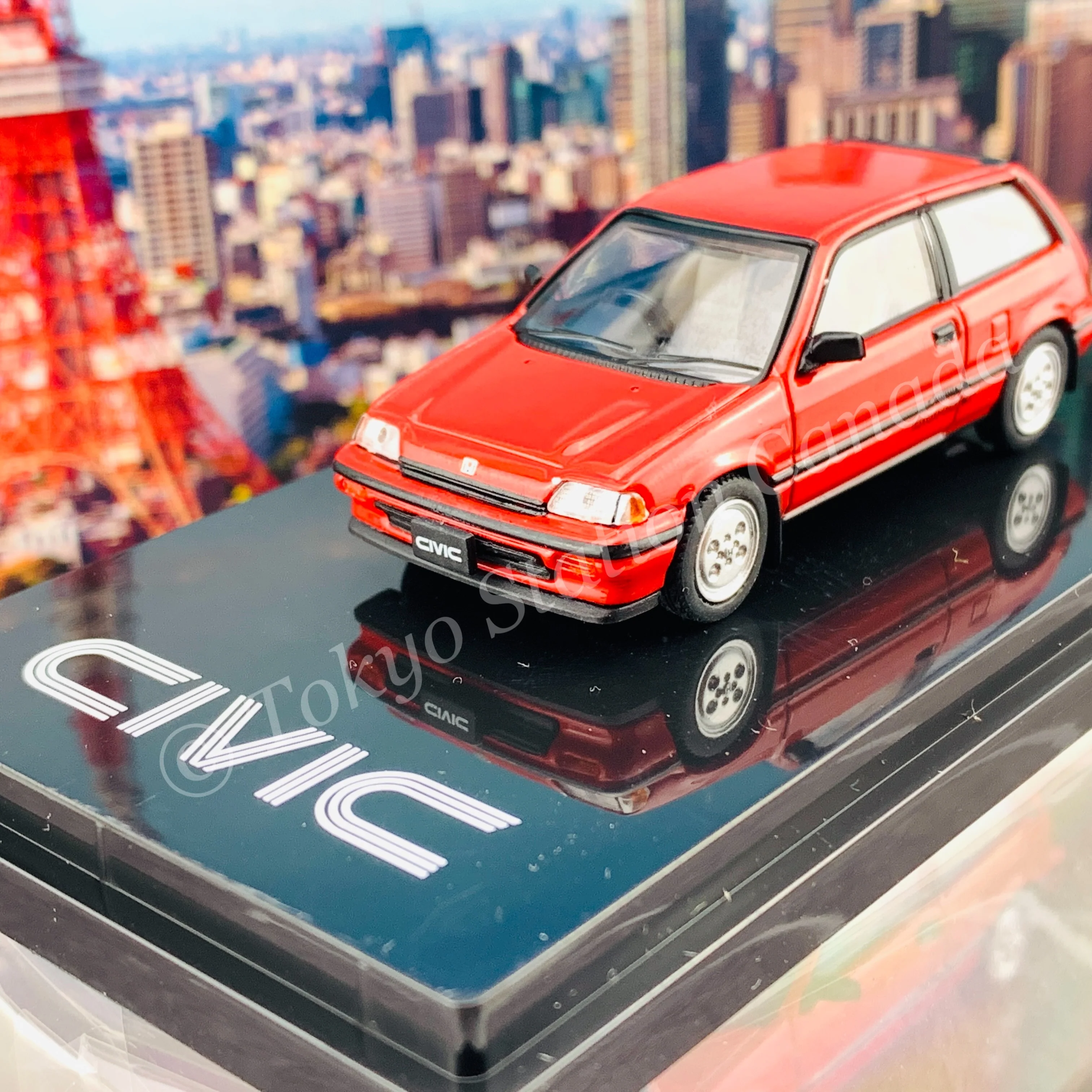 HOBBY JAPAN 1/64 Honda CIVIC Si (AT) 1984 Red HJ641029AR - Image 3