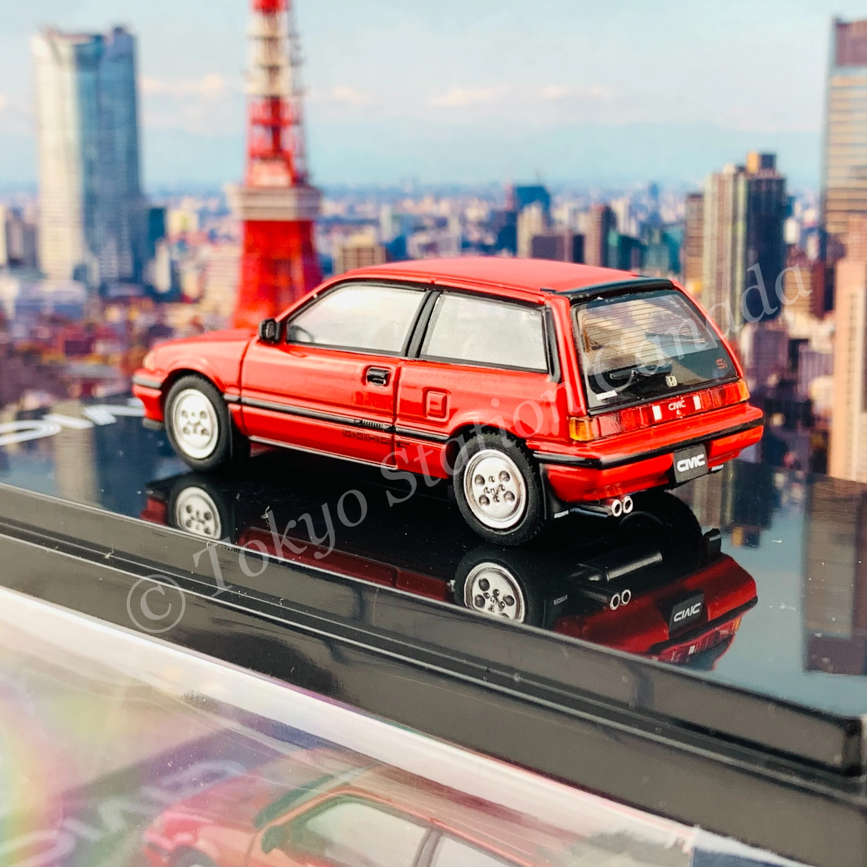HOBBY JAPAN 1/64 Honda CIVIC Si (AT) 1984 Red HJ641029AR - Image 4