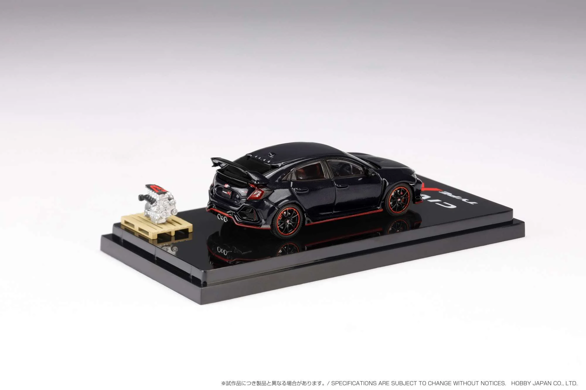 HOBBY JAPAN 1/64 Honda CIVIC TYPE R (FK8) 2020 with Engine Display Model Crystal Black Pearl HJ642055ABK - Image 2