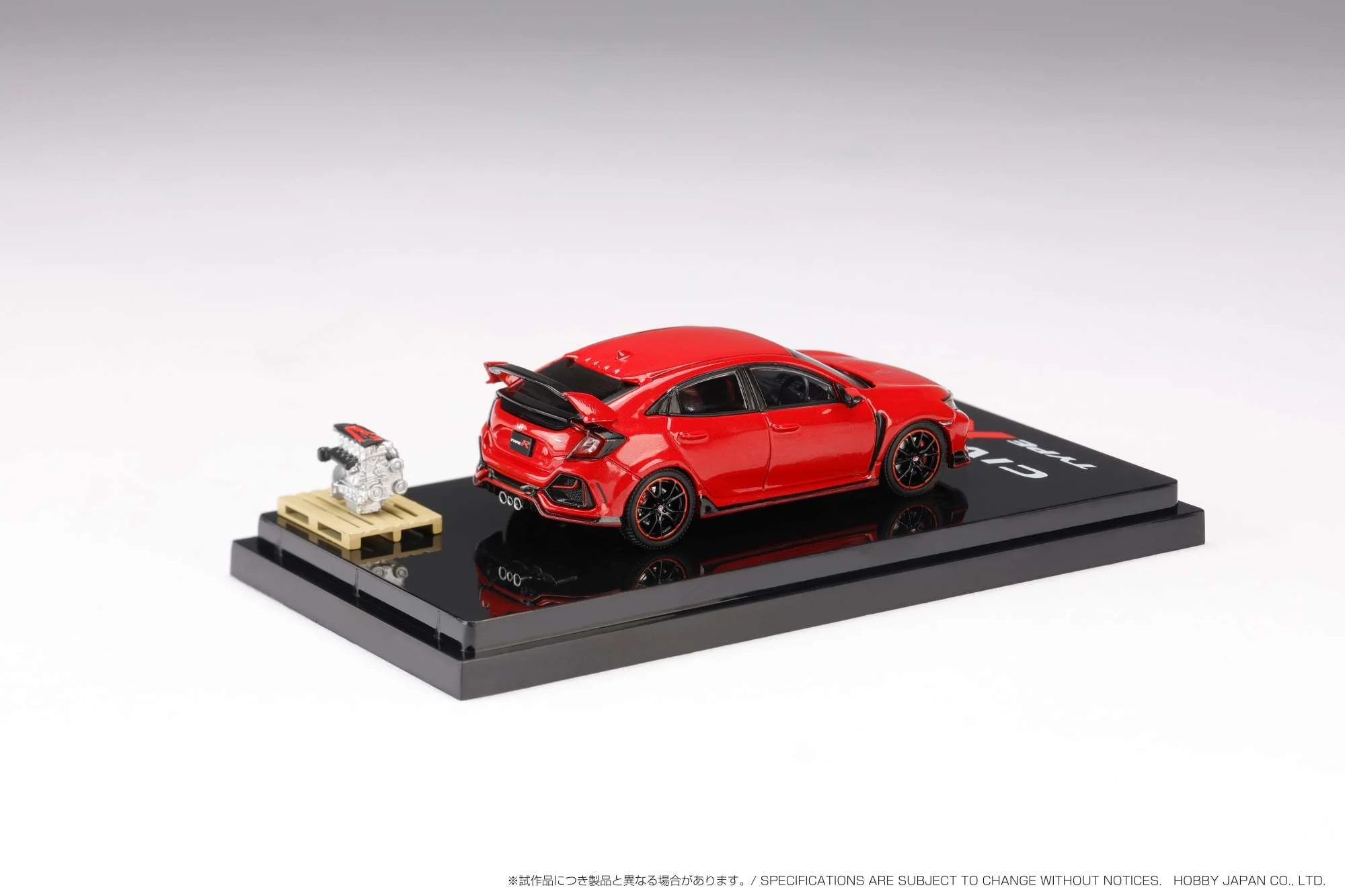 HOBBY JAPAN 1/64 Honda CIVIC TYPE R (FK8) 2020 with Engine Display Model Flame Red HJ642055AR - Image 2