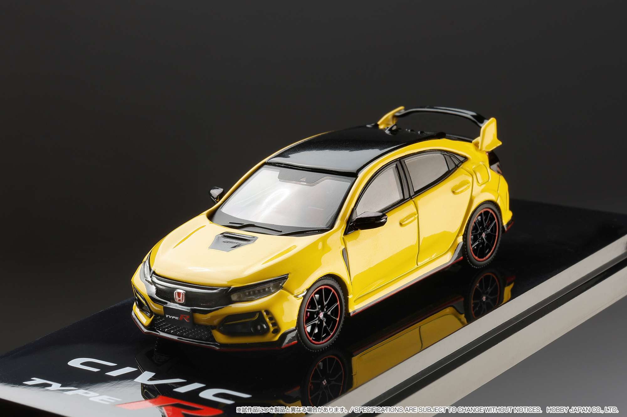 HOBBY JAPAN 1/64  Honda CIVIC Type R Limited Edition (FK8) 2020 with Engine Display Model Sunlight Yellow Ⅱ HJ642055BY - Image 5