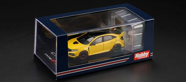 HOBBY JAPAN 1/64  Honda CIVIC Type R Limited Edition (FK8) 2020 with Engine Display Model Sunlight Yellow Ⅱ HJ642055BY - Image 7