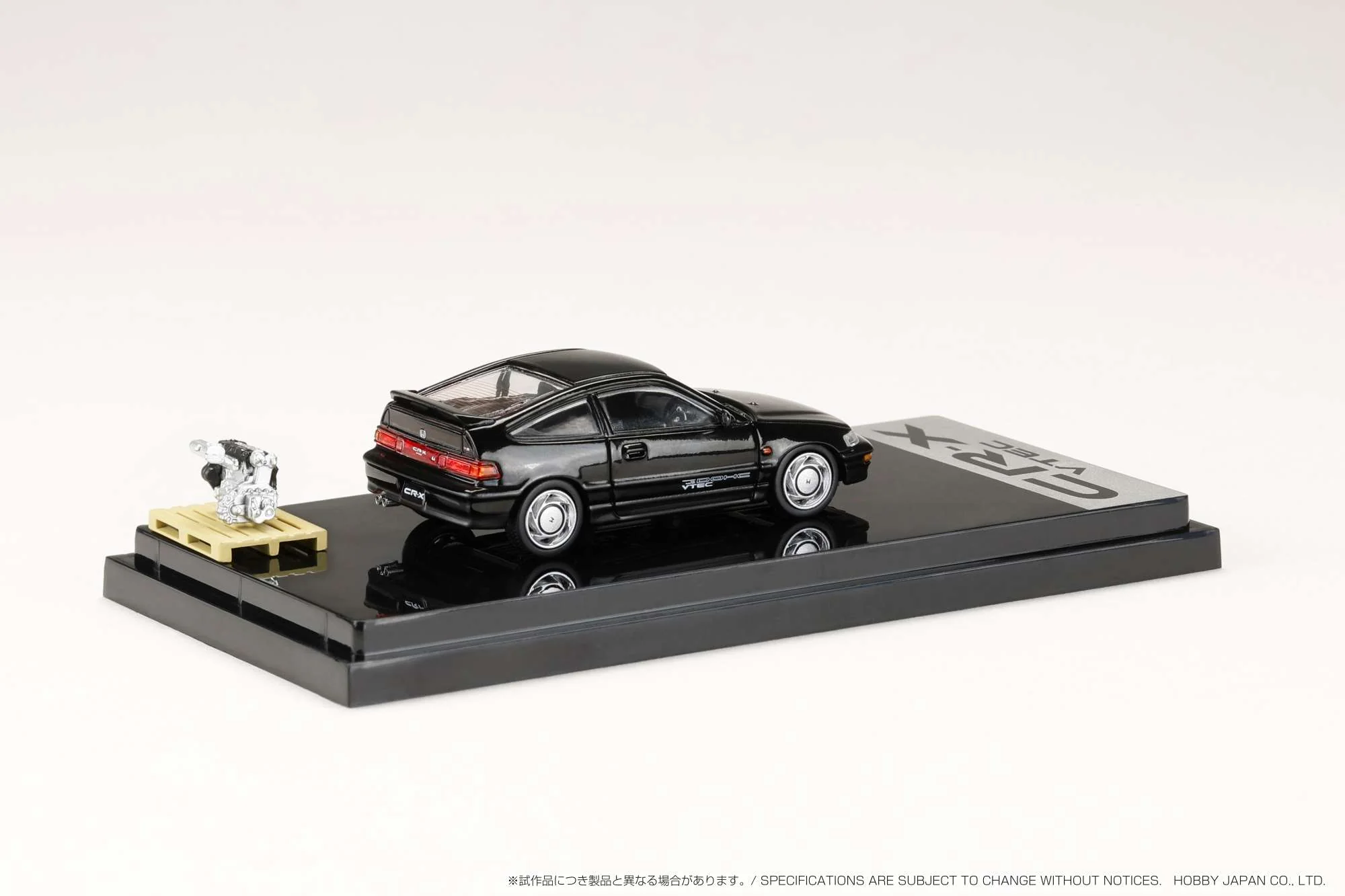 HOBBY JAPAN 1/64 Honda CR-X SiR (EF8) 1989 with Engine Display Model BLACK HJ642005BK - Image 2