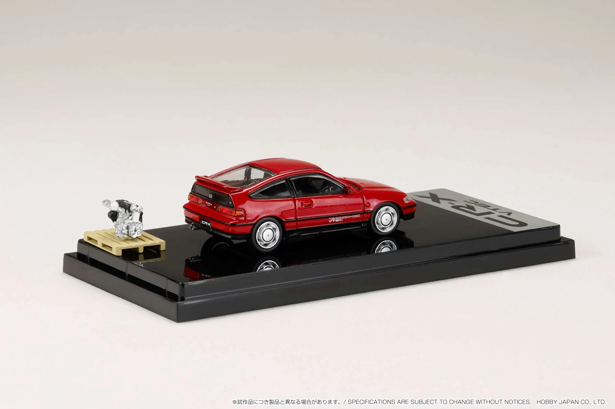 HOBBY JAPAN 1/64 Honda CR-X SiR (EF8) 1989 with Engine Display Model RED PEARL HJ642005R - Image 2