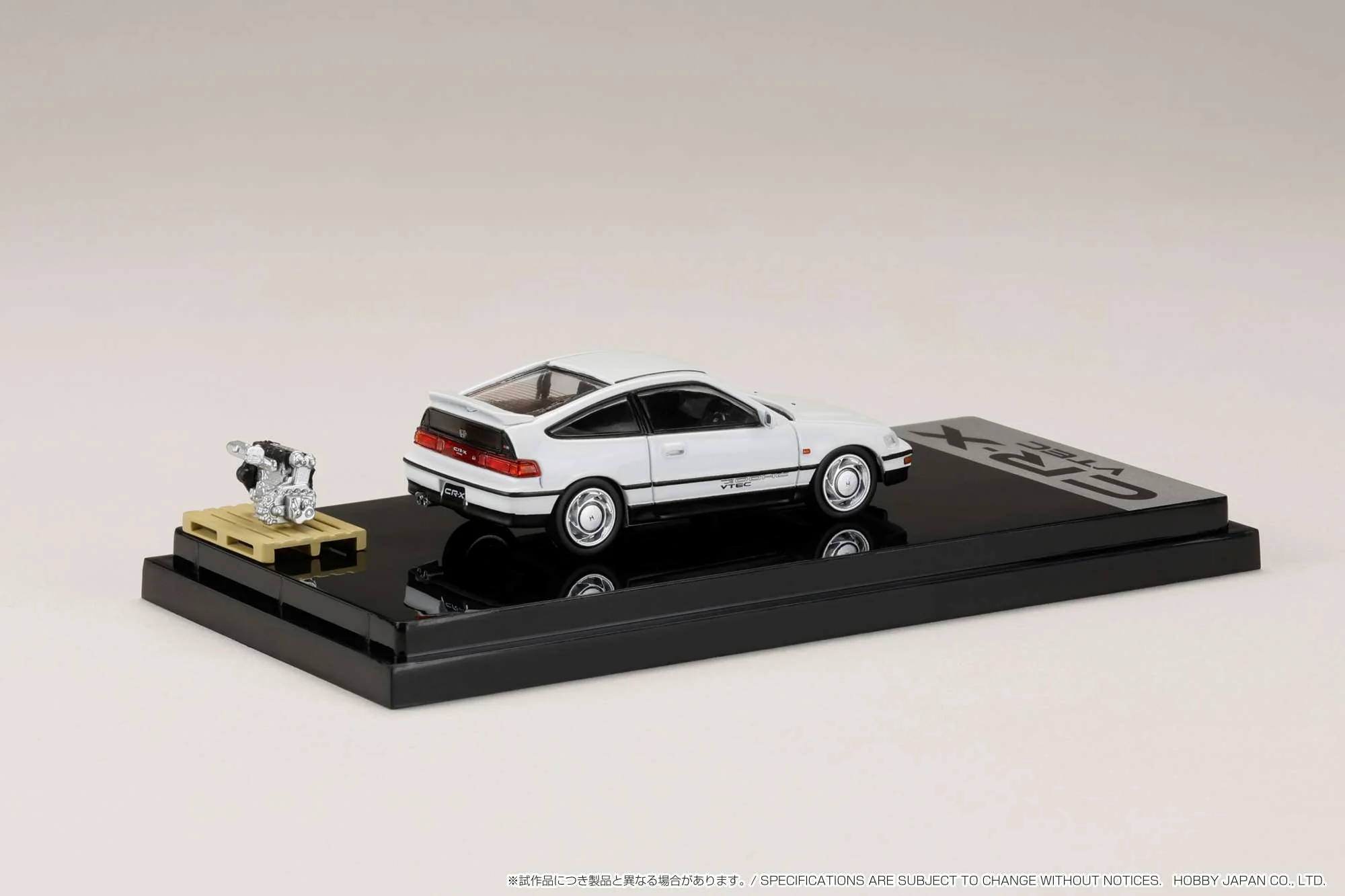 HOBBY JAPAN 1/64 Honda CR-X SiR (EF8) 1989 with Engine Display Model WHITE HJ642005W - Image 2