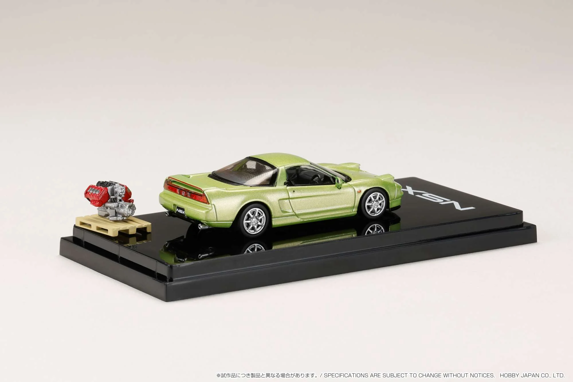 HOBBY JAPAN 1/64 Honda NSX Coupe with Engine Display Model LIME GREEN METALLIC HJ644006BGR - Image 2