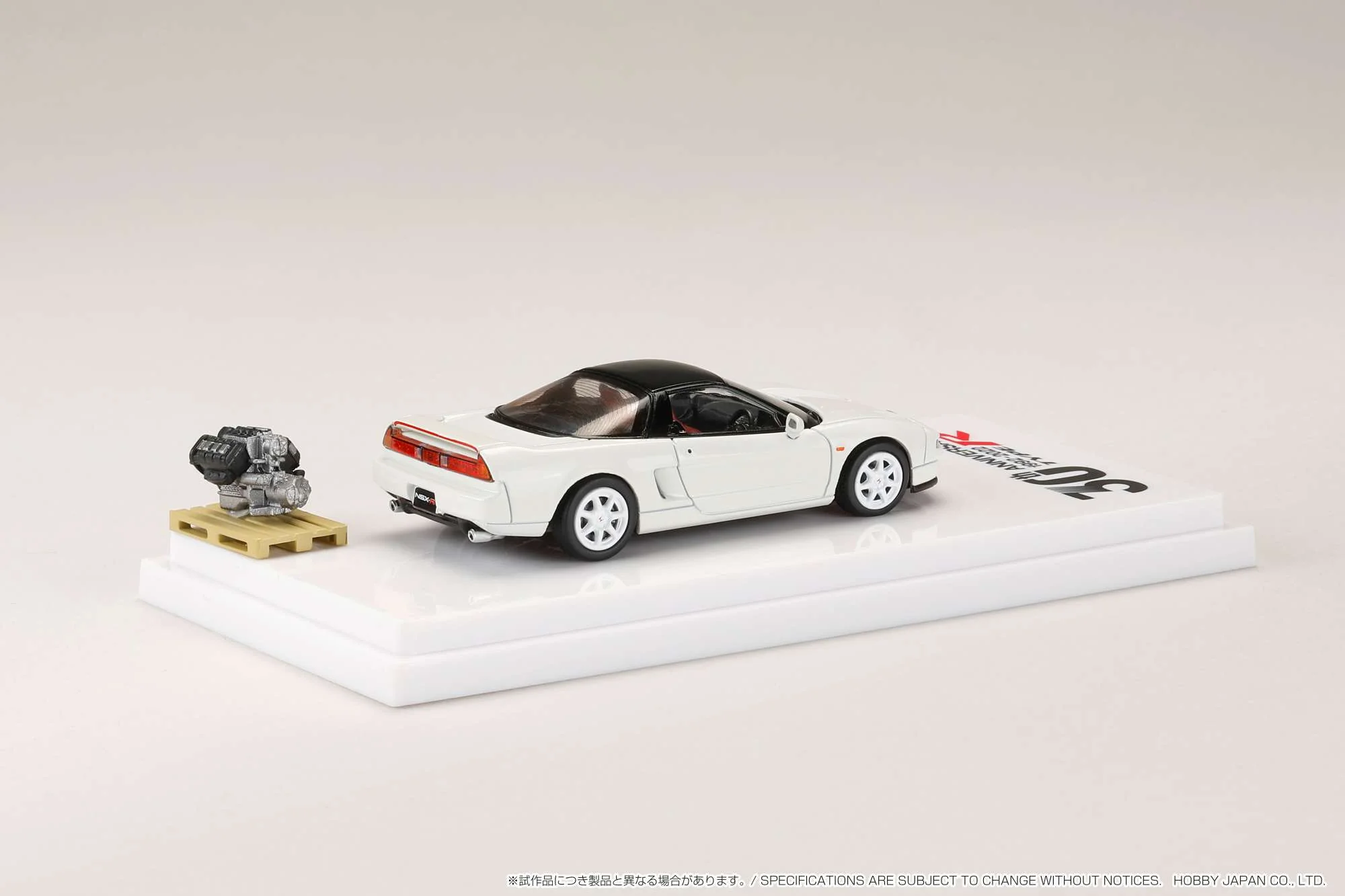 HOBBY JAPAN 1/64 Honda NSX (NA1) Type R 1994 with Engine Display Model / Type R 30th Anniversary White HJ645006RW - Image 2