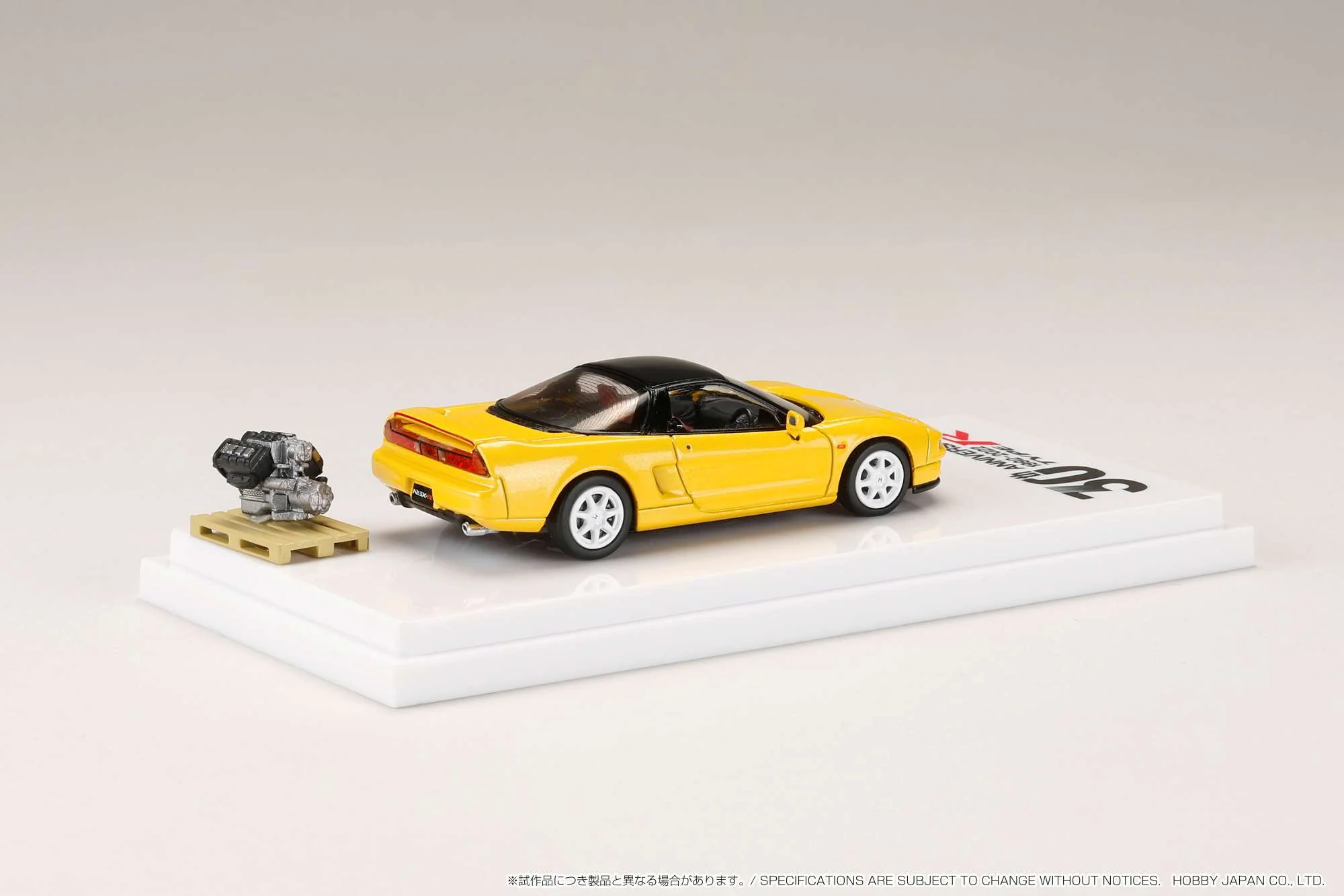 HOBBY JAPAN 1/64 Honda NSX (NA1) Type R 1994 with Engine Display Model / Type R 30th Anniversary Yellow Pearl HJ645006RY - Image 2