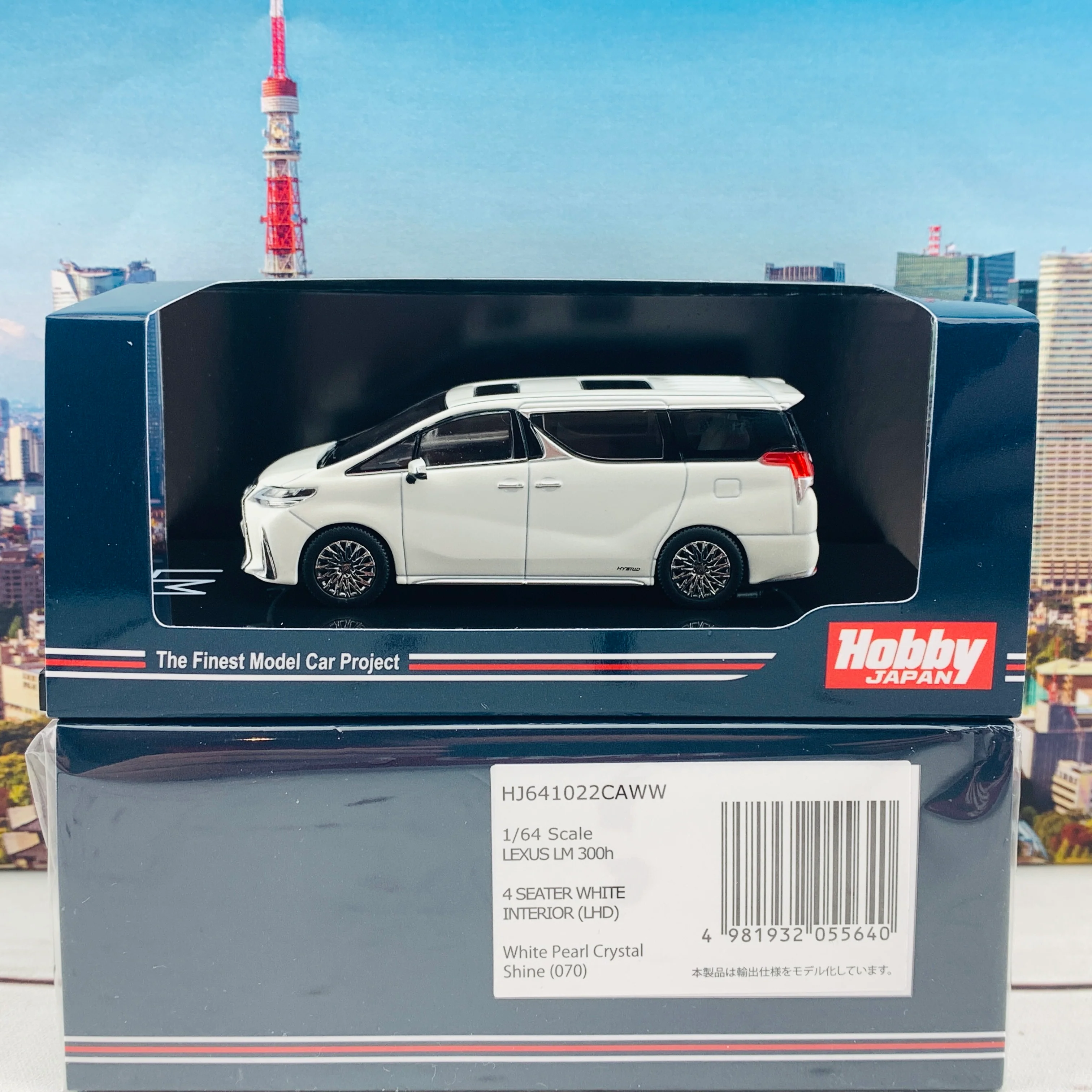 HOBBY JAPAN 1/64 LEXUS LM 300h HYBRID 4 SEATER WHITE with WHITE INTERIOR (LHD) HJ641022CAWW - Image 2