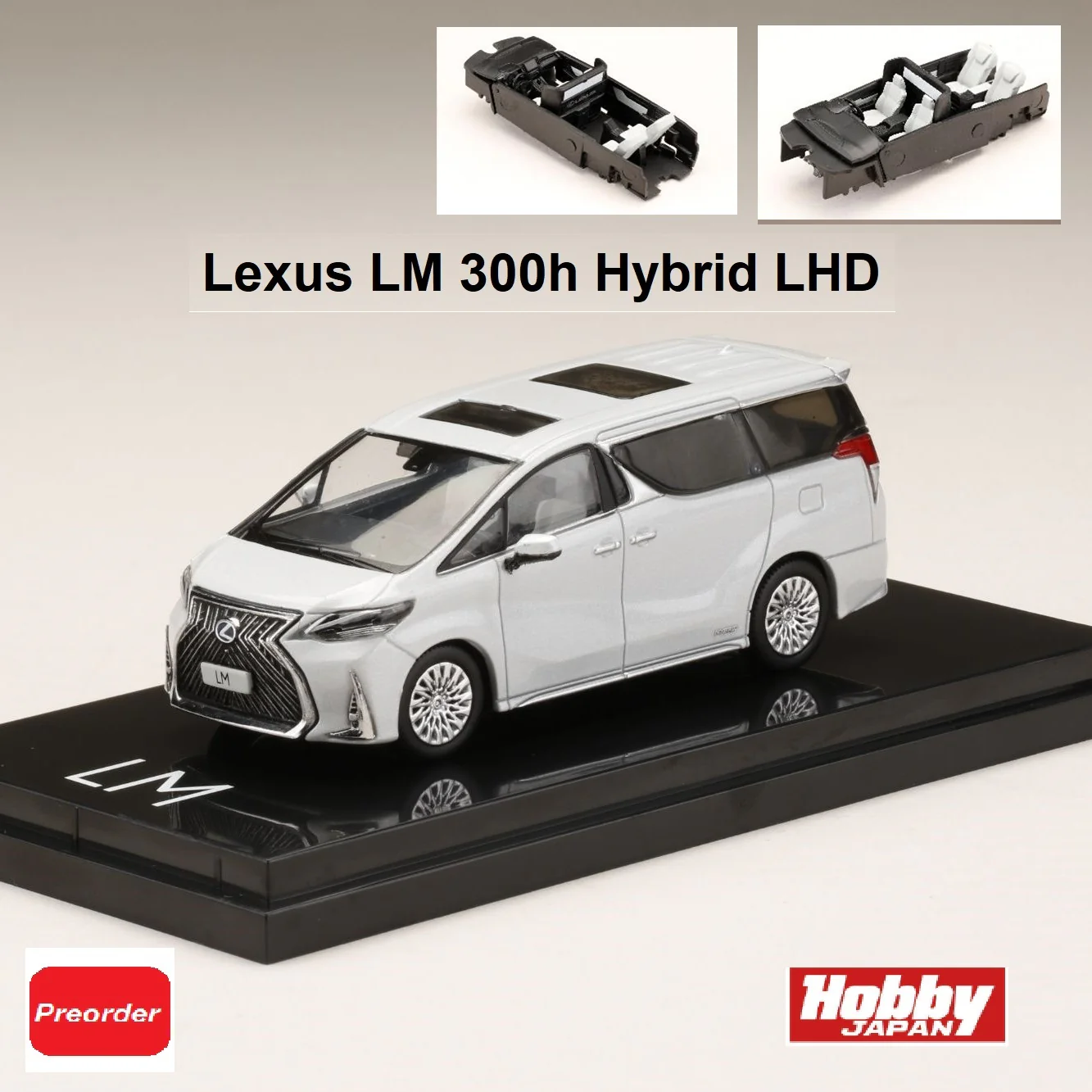 HOBBY JAPAN 1/64 LEXUS LM 300h HYBRID 4 SEATER WHITE with WHITE INTERIOR (LHD) HJ641022CAWW - Image 7