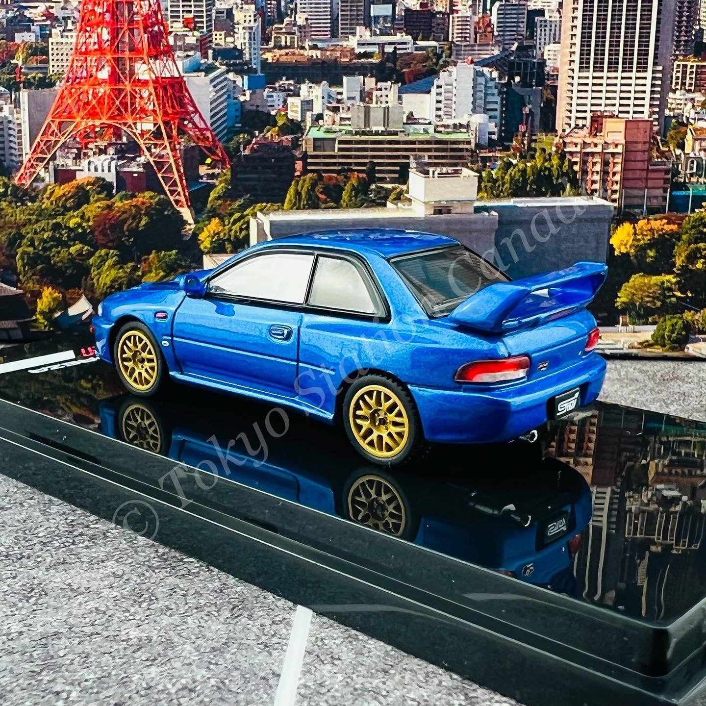 HOBBY JAPAN 1/64 SUBARU IMPREZA 22B STi Version (GC8改) Sonic Blue with Engine HJ641041BL - Image 4