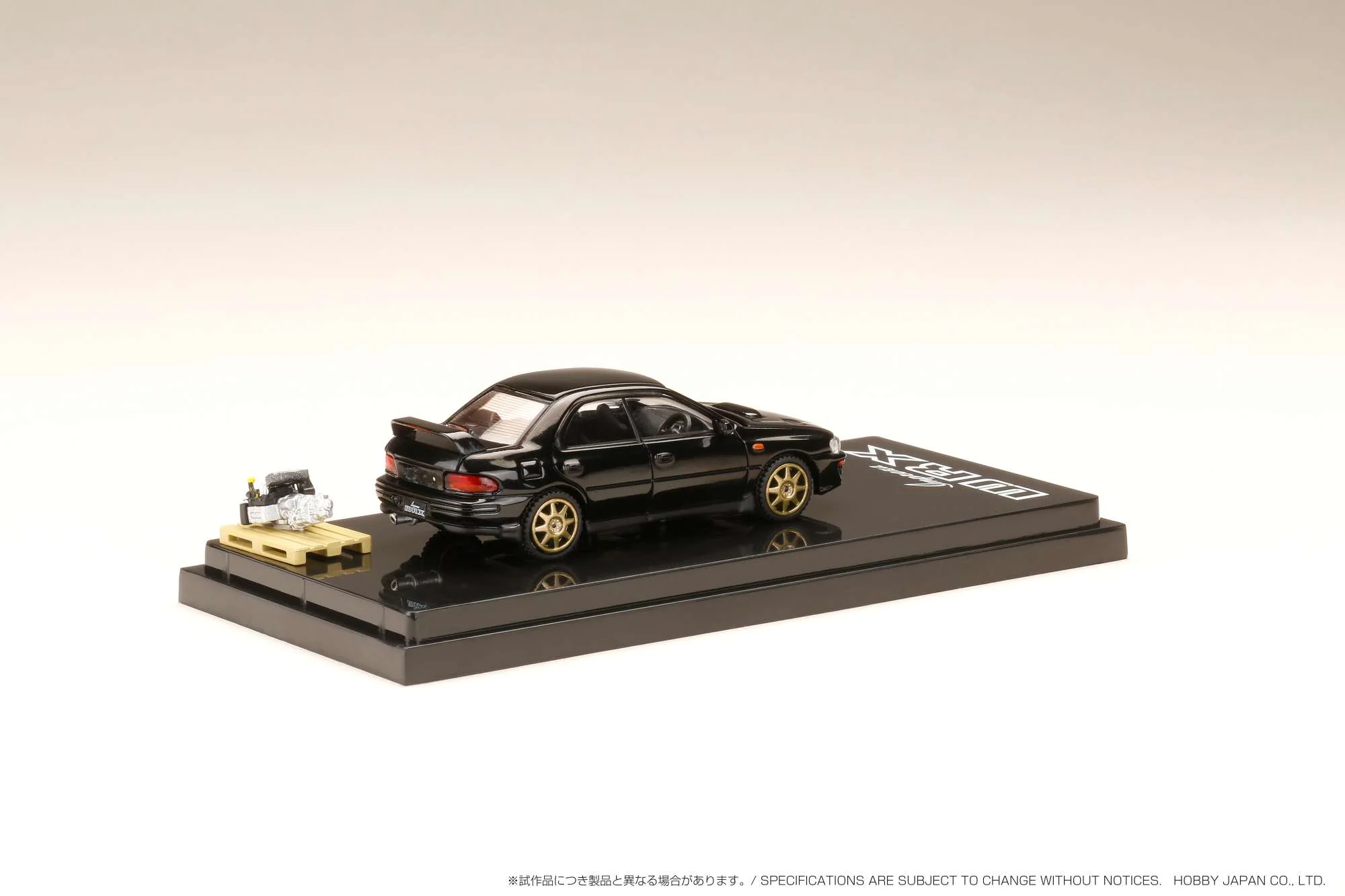 HOBBY JAPAN 1/64  SUBARU IMPREZA WRX (GC8) 1992 Customized Version with Engine Display Model Black HJ642013BBK - Image 3