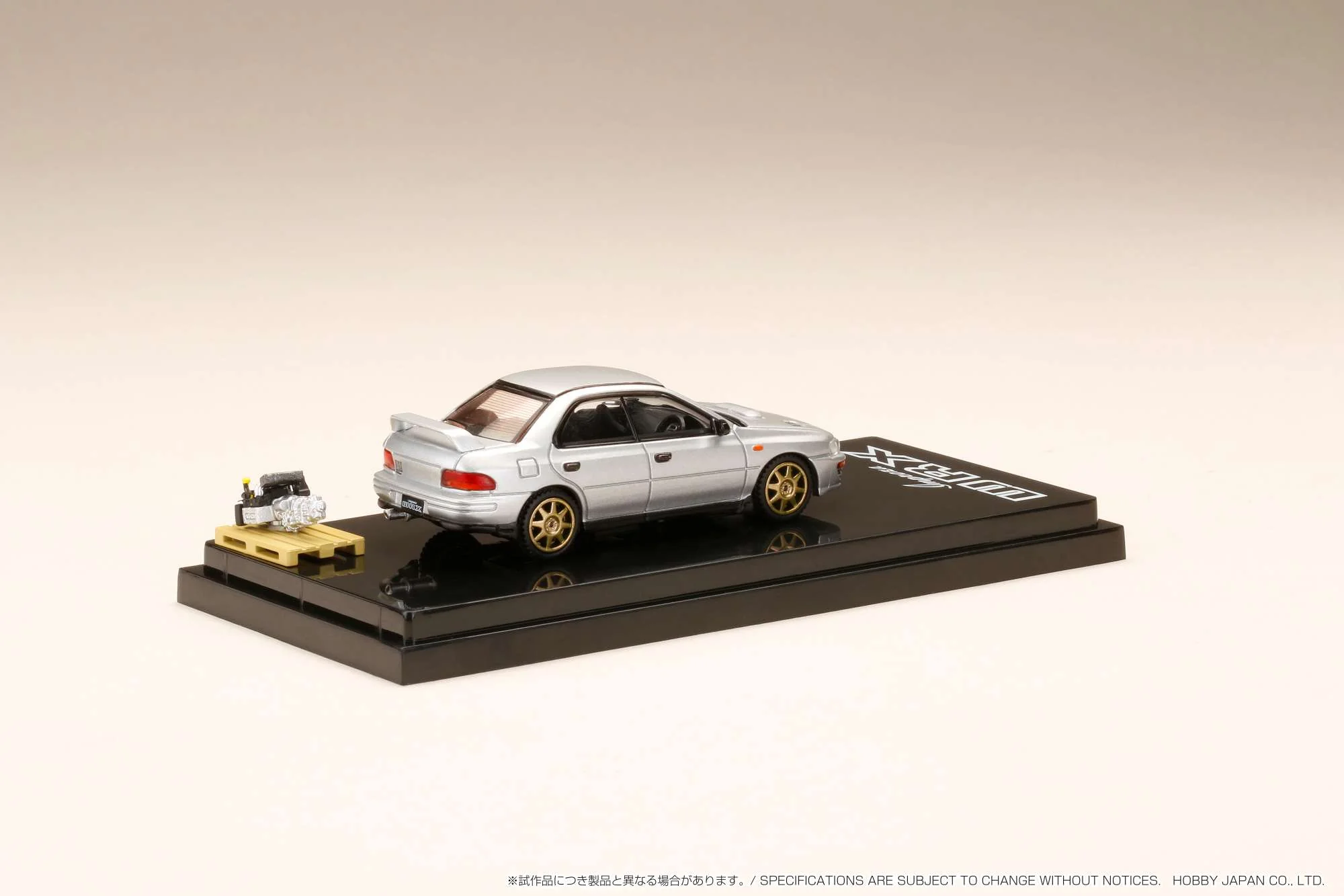 HOBBY JAPAN 1/64  SUBARU IMPREZA WRX (GC8) 1992 Customized Version with Engine Display Model Silver HJ642013BS - Image 3